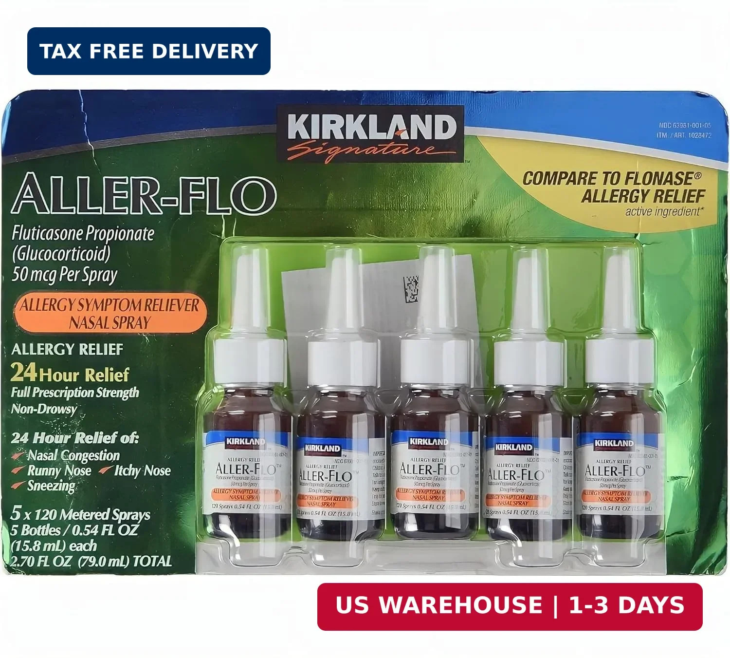 Kirkland Signature Aller-Flo Fluticasone Propionate (Glucorticoid) 5 Bottles x 1