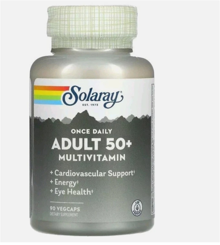 Solaray Once Daily, Adult 50+ Multivitamin, 90 VegCaps 10/2027