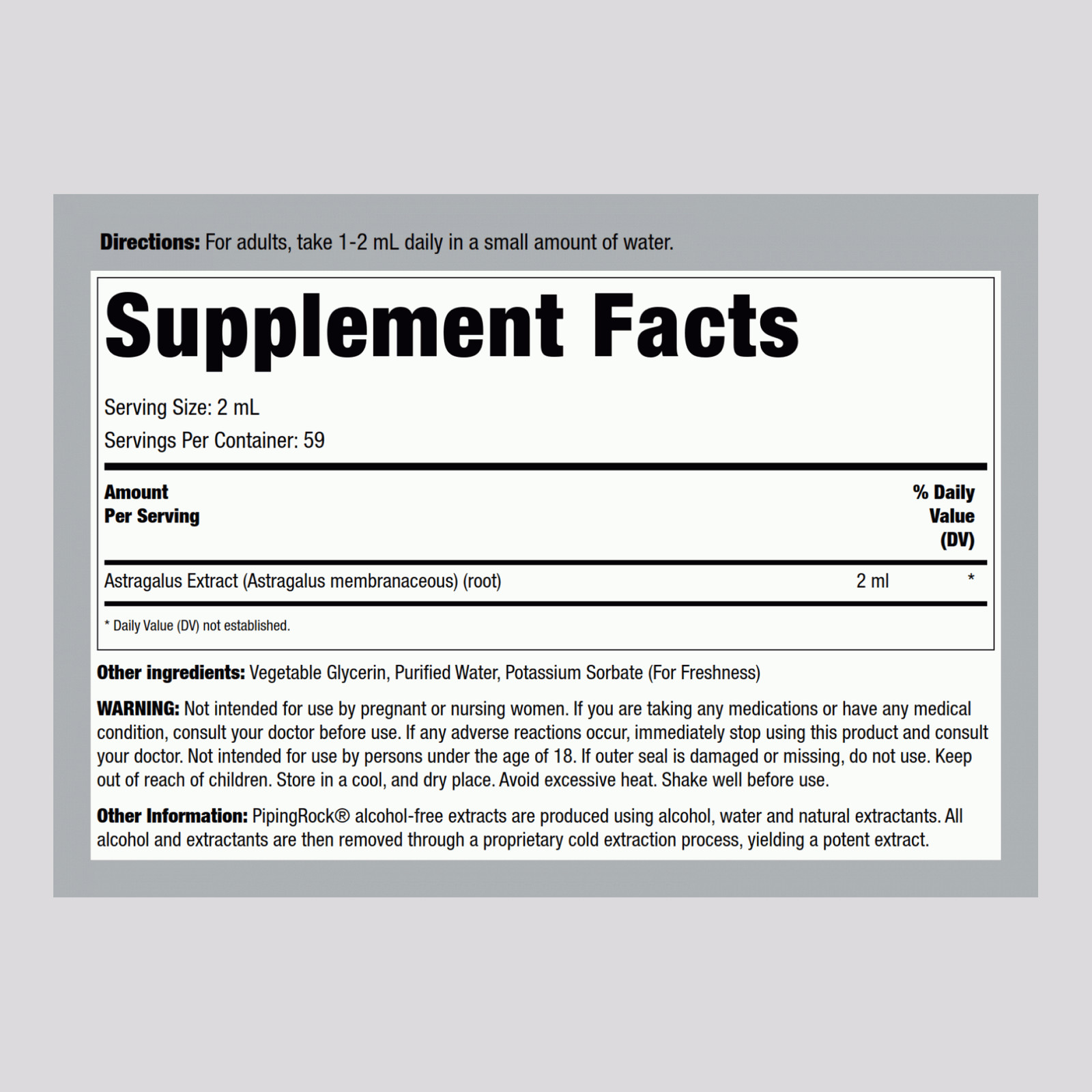 Astragalus Root Extract | 4 fl oz | Alcohol & Sugar Free | by Piping Rock