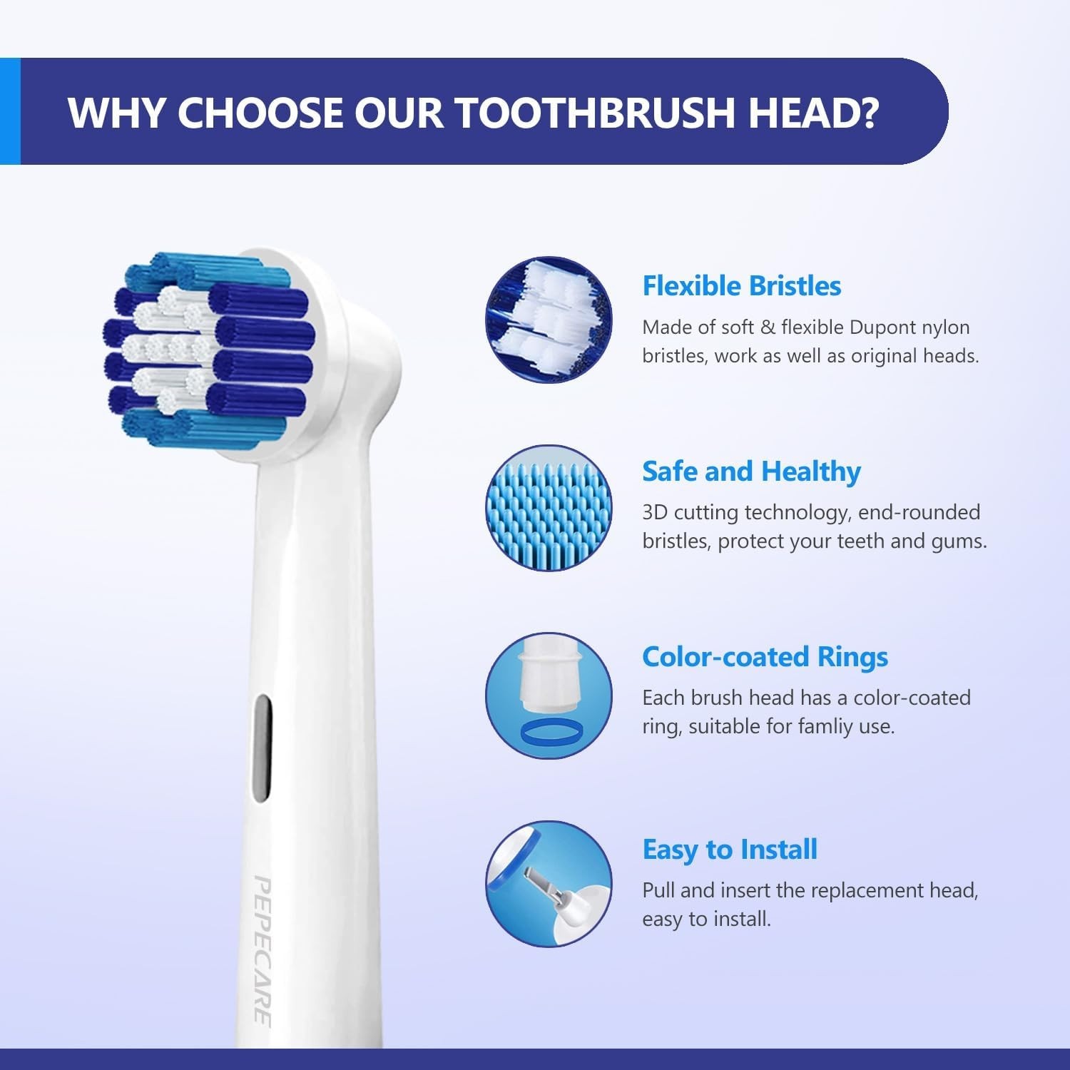 8 Pack Oral-B Braun Compatible Replacement Brush Heads Electric Toothbrush