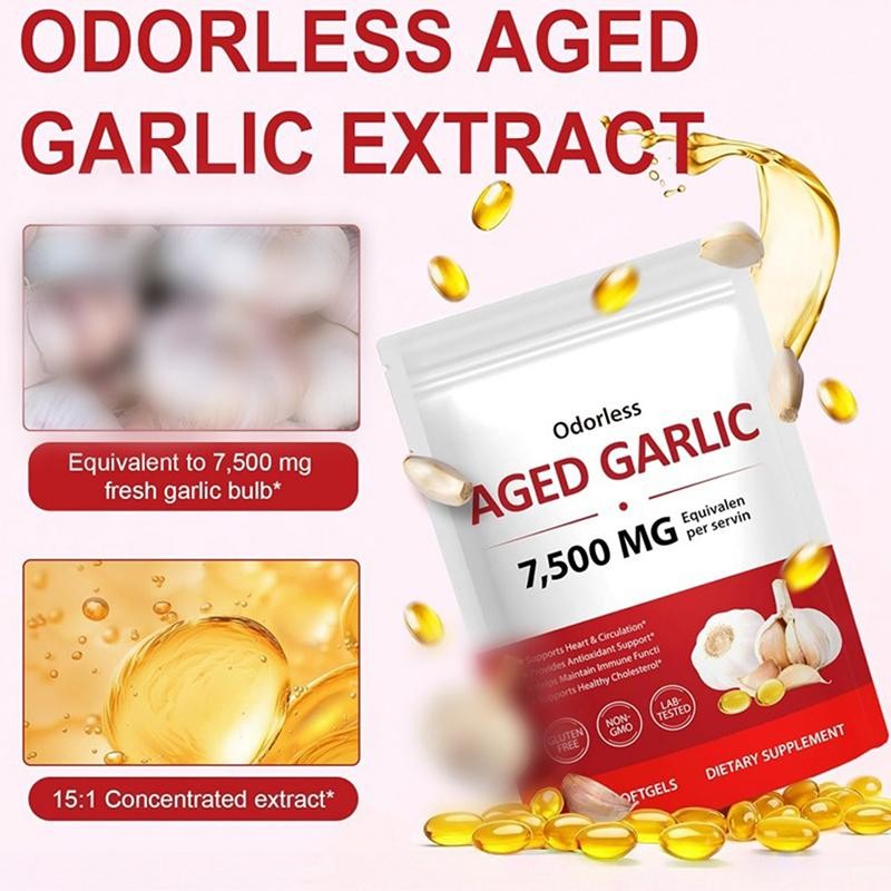 Aged Garlic Extract 7500mg 300 Odorless Softgels High Strength Heart Immune