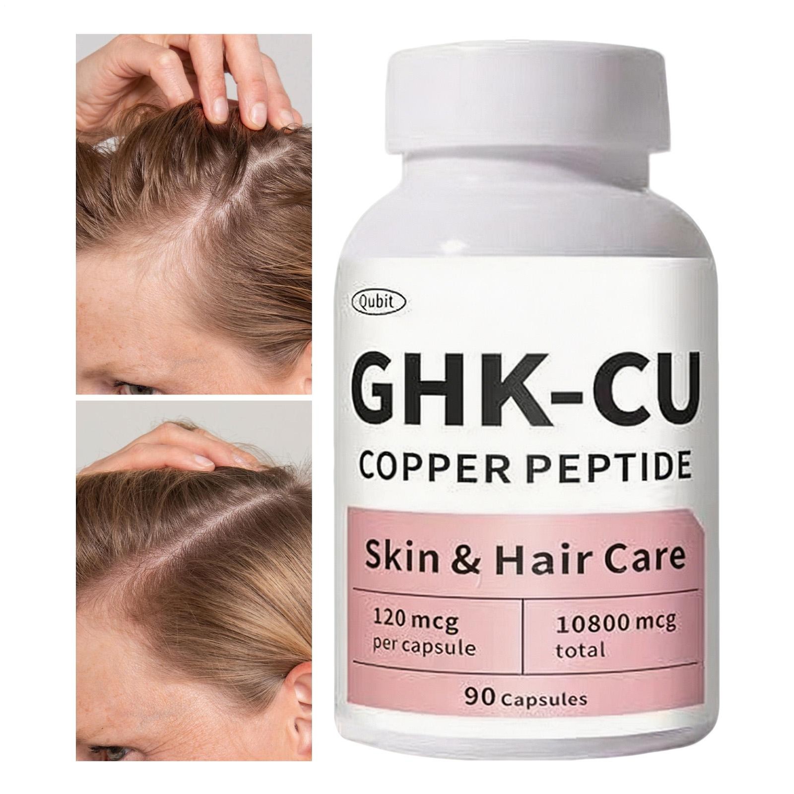 GHK-Cu Copper Peptide Supplement for Skin & Hair, Easy to Absorb – 90 Capsules