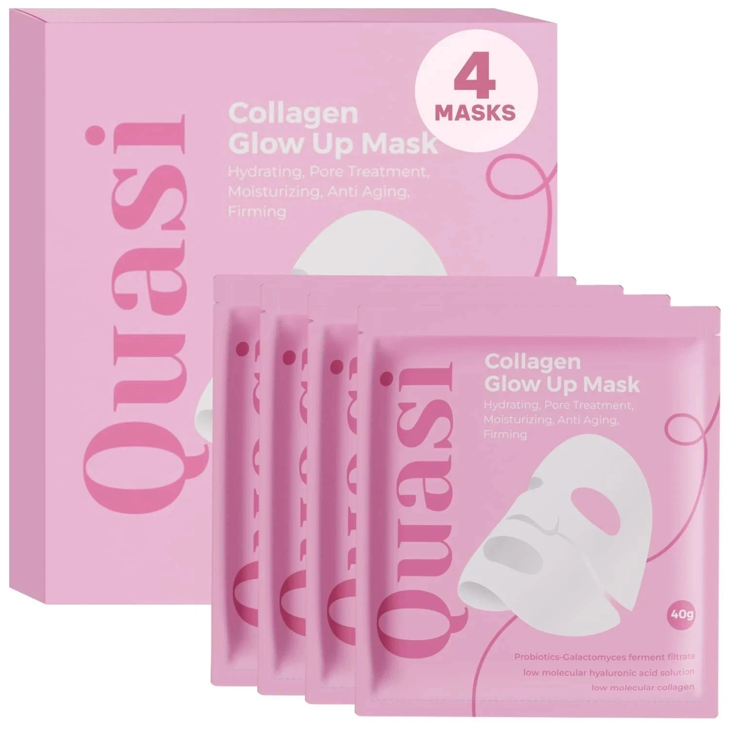 Quasi-Collagen Glow Up Mask | Hydrating & Firming Facial Mask – 4 pcs/box