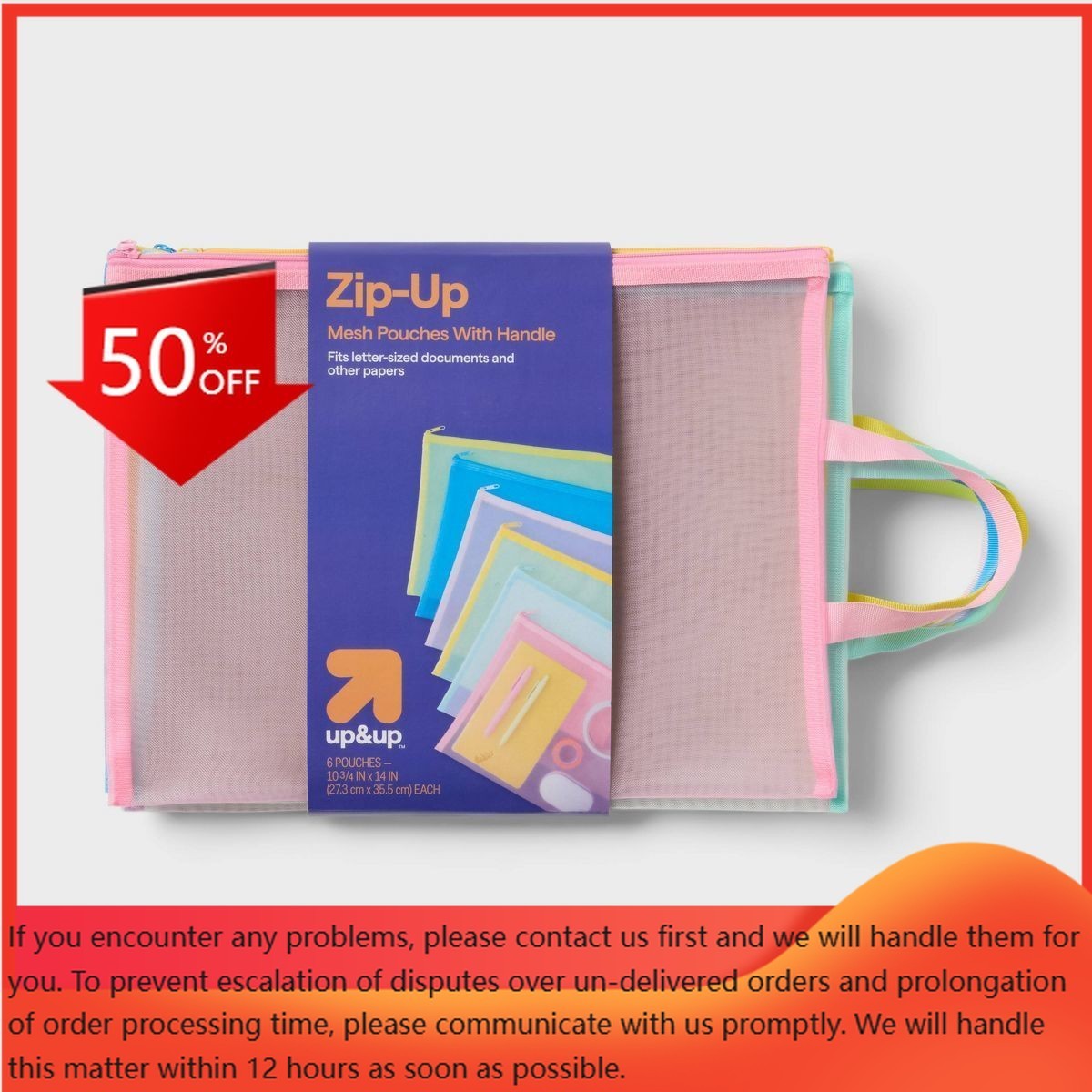6ct Mesh Pouch with Handle Multipack Assorted Colors- up&up™