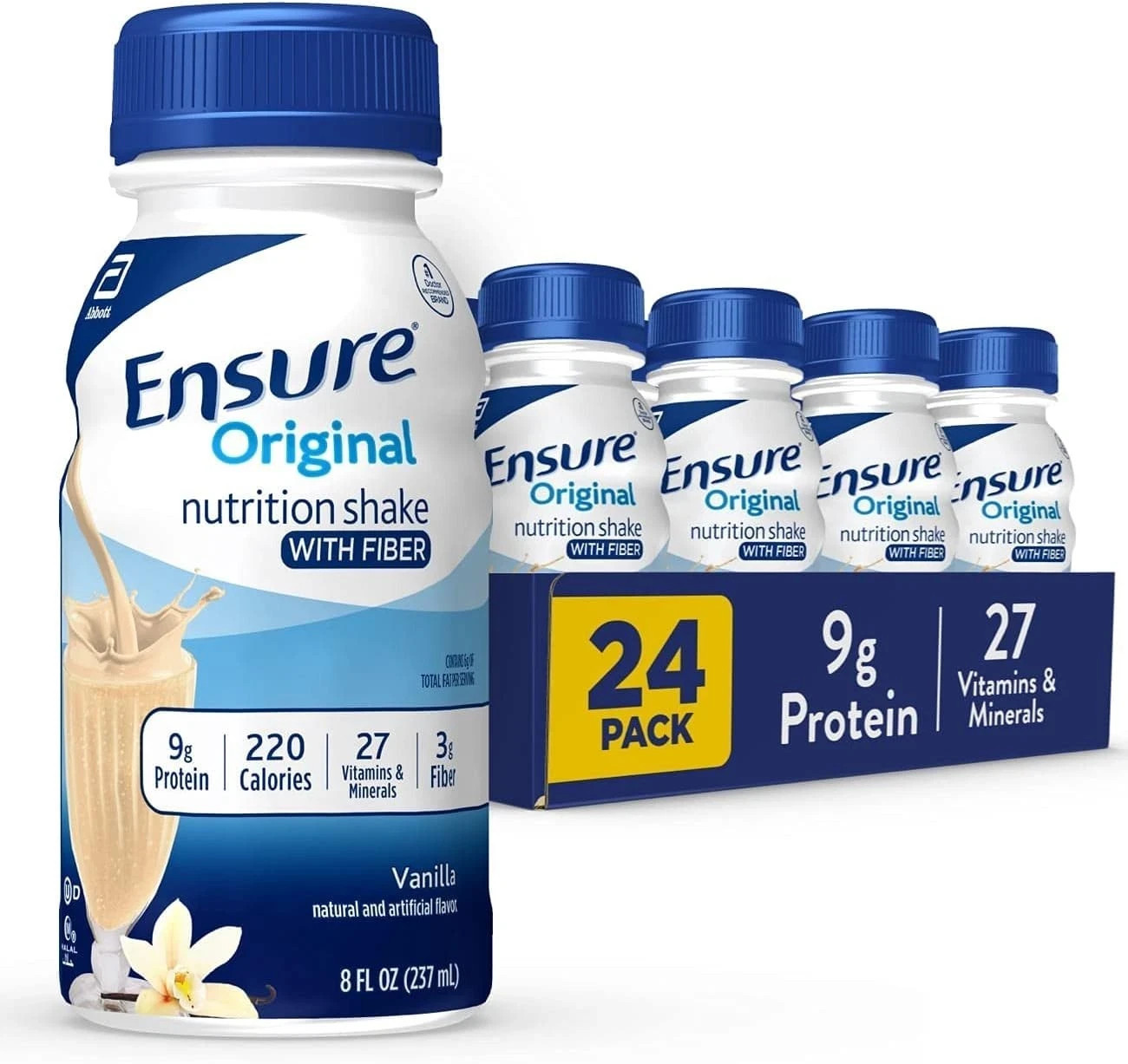 Ensure Original Nutrition Shake, 9g Protein, Vanilla, 8 fl oz – 24 Pack