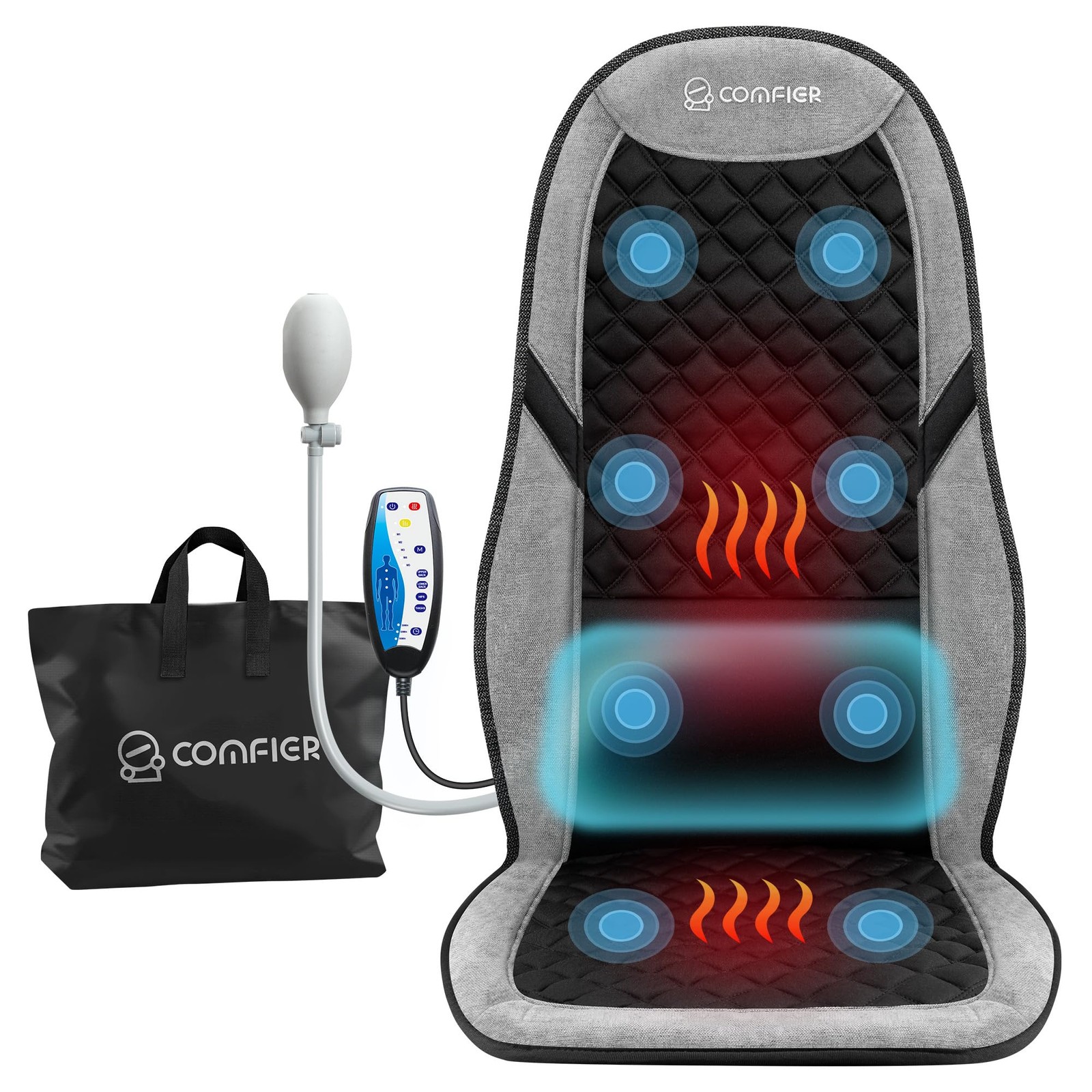 Comfier Back Massager Heatmassage Chair Mat Adjustable Lumbar Supportseat