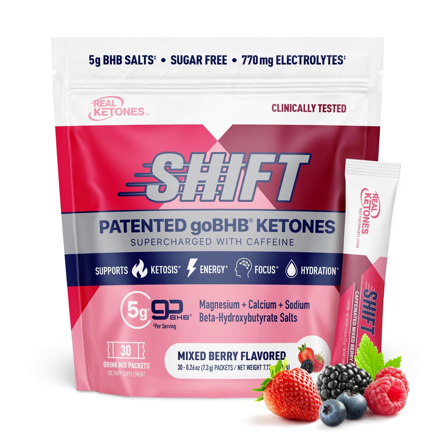 BHB Keto Drink Mix – Exogenous Ketones, Electrolytes, No Sugar, 30 Packets