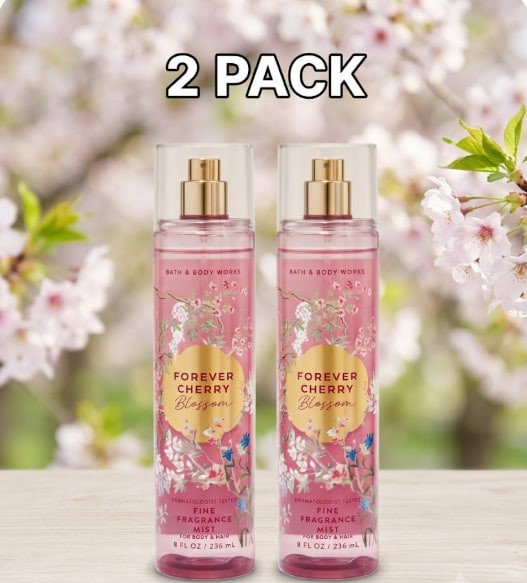 2 PACK – Bath & Body Works Forever Cherry BlossomFine Fragrance Mist 8 fl oz