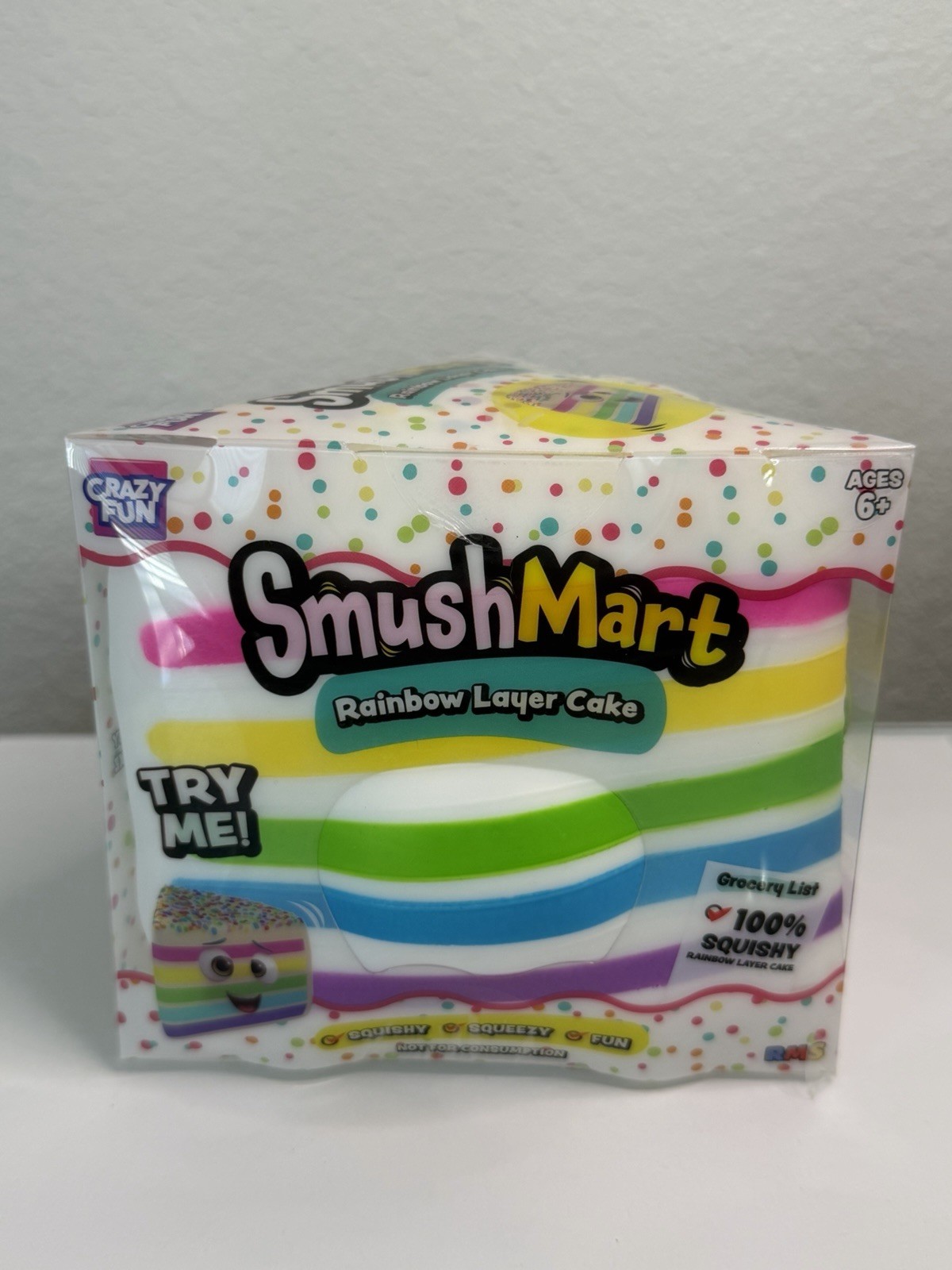 RMS SmushMart Rainbow Layer Cake Squishy Stretchy Foam Squeeze Toy