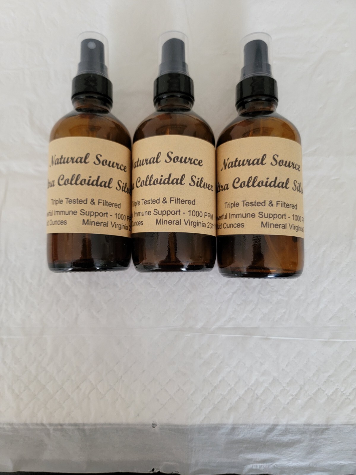 3 Bottles of Natural Source Ultra Colloidal Silver 1000 PPM – 4oz Spray Bottle