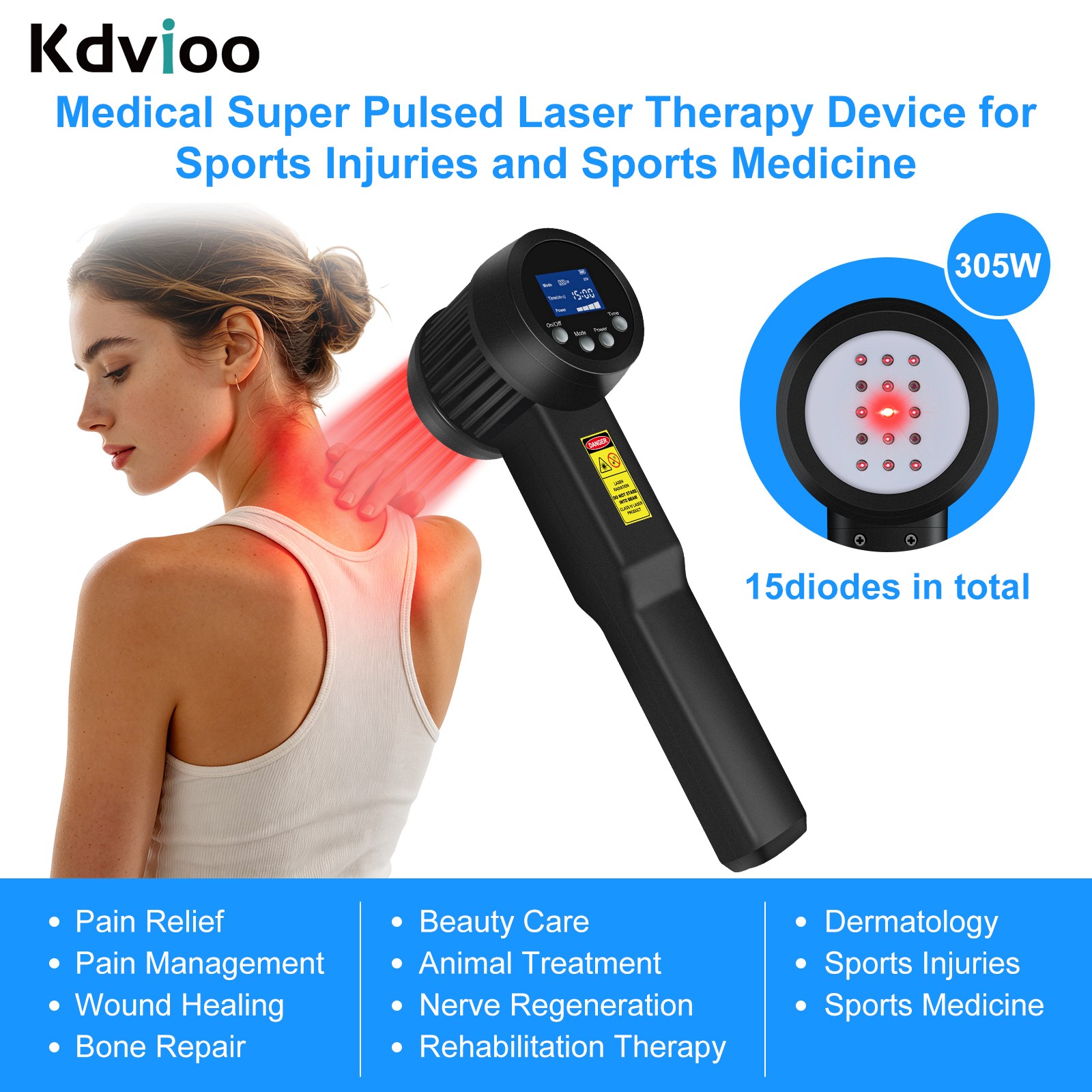 Super Pulsed Laser Therapy Device 305W 905nm 808nm 660nm for Animal Treatment