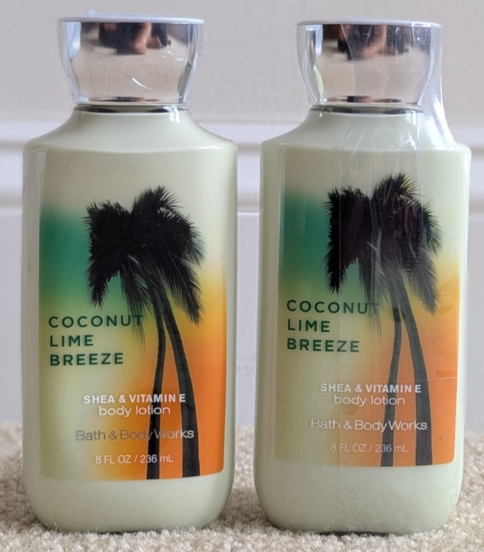 NEW Bath & Body Works Coconut Lime Breeze TWO Body Lotions (8 fl oz/236 ml each)