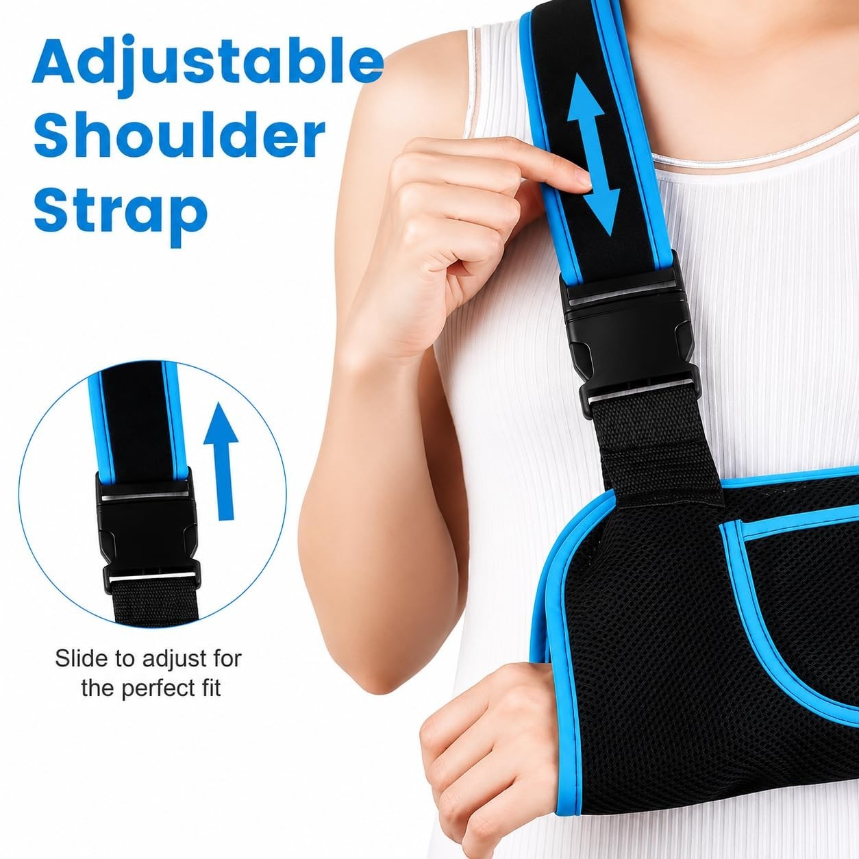 Lightweight Breathable Arm Sling – Adjustable Shoulder Immobilizer for Elbow, Wr