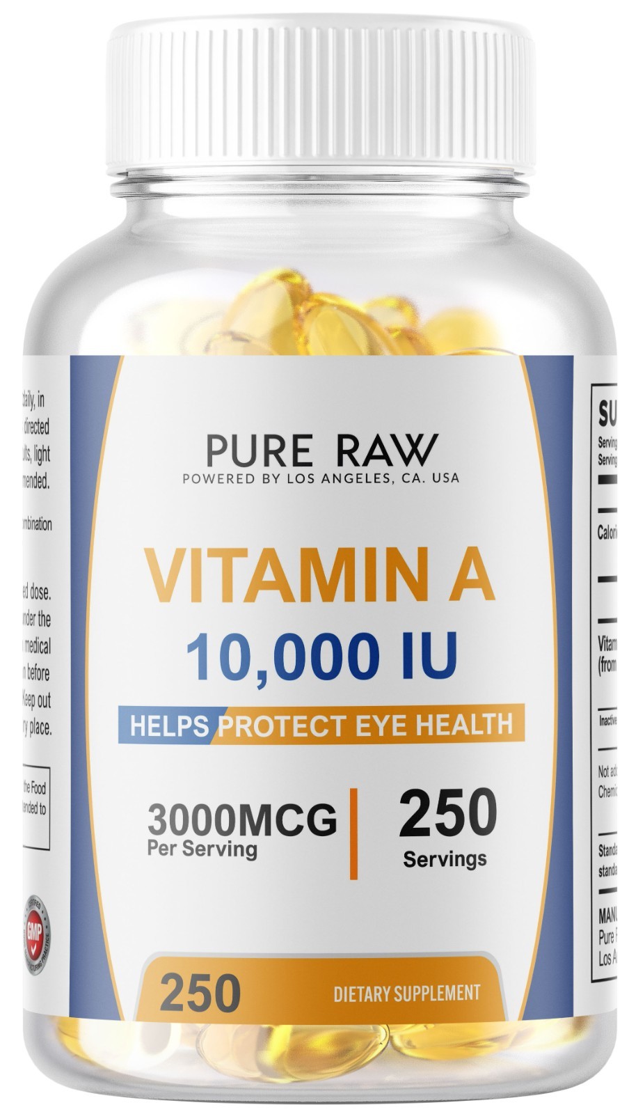 Vitamin A 10,000iu – 250 Softgels Gluten Free & Non-GMO USA MADE
