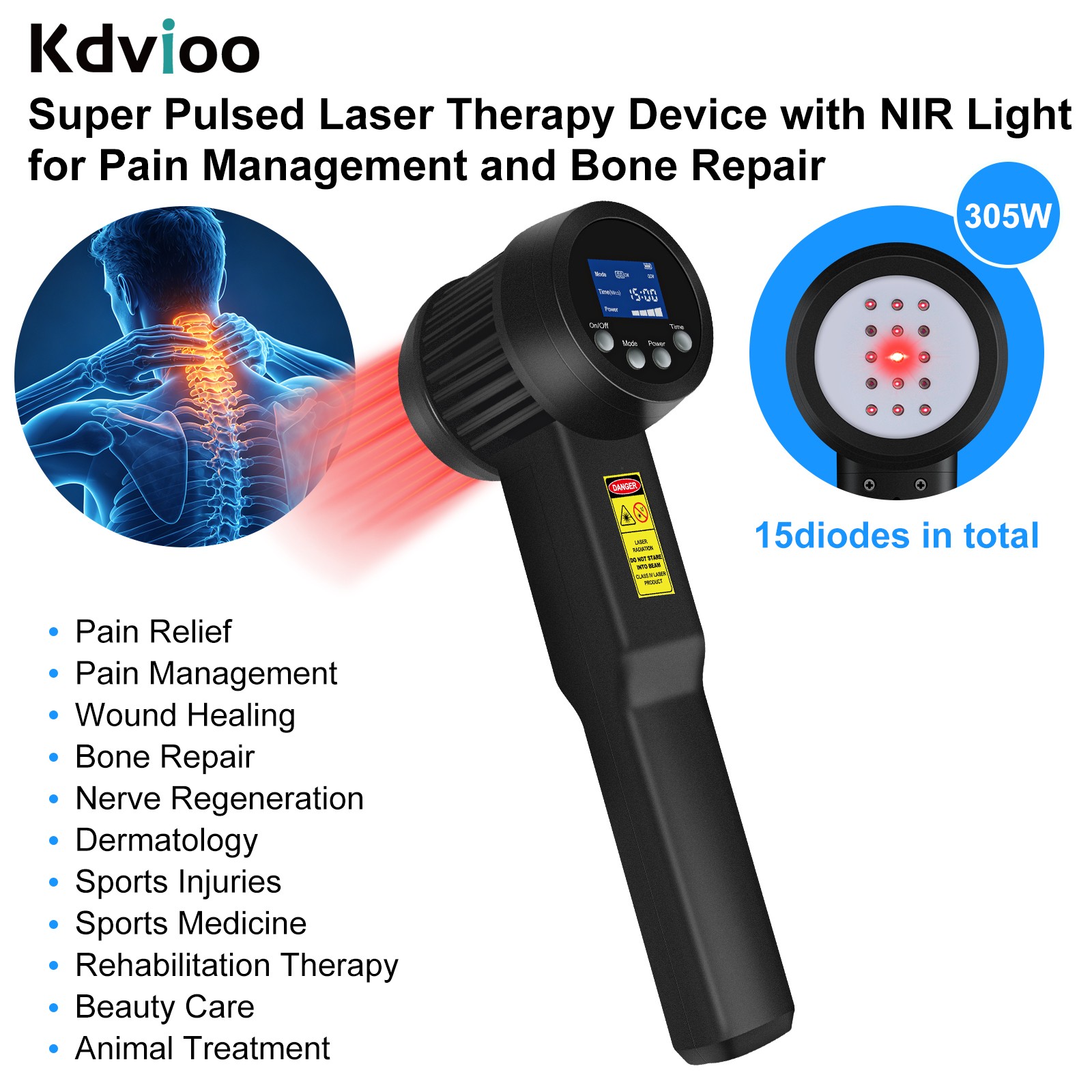 305W Super Pulsed Laser Therapy Device 905nm 808nm 660nm for Deep Muscle Injury