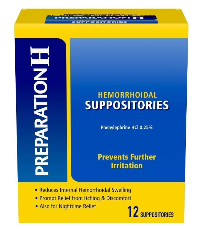 Preparation H Hemorrhoid Suppositories For Itching And 12 Count (Pack of 1)