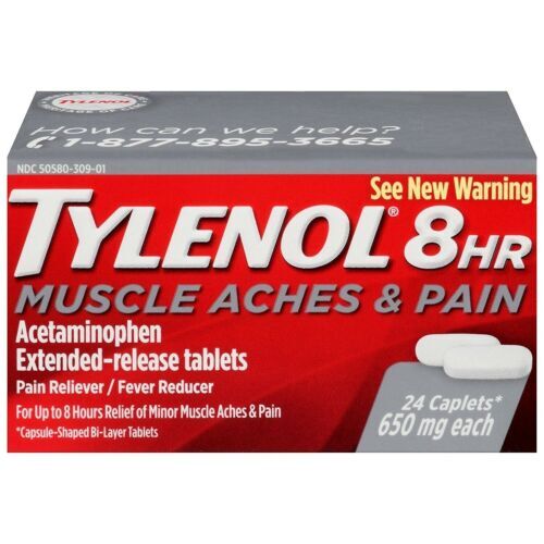 Tylenol 8 Hours Relief Acetaminophen Extended Release Tablets 650 mg 24 Count