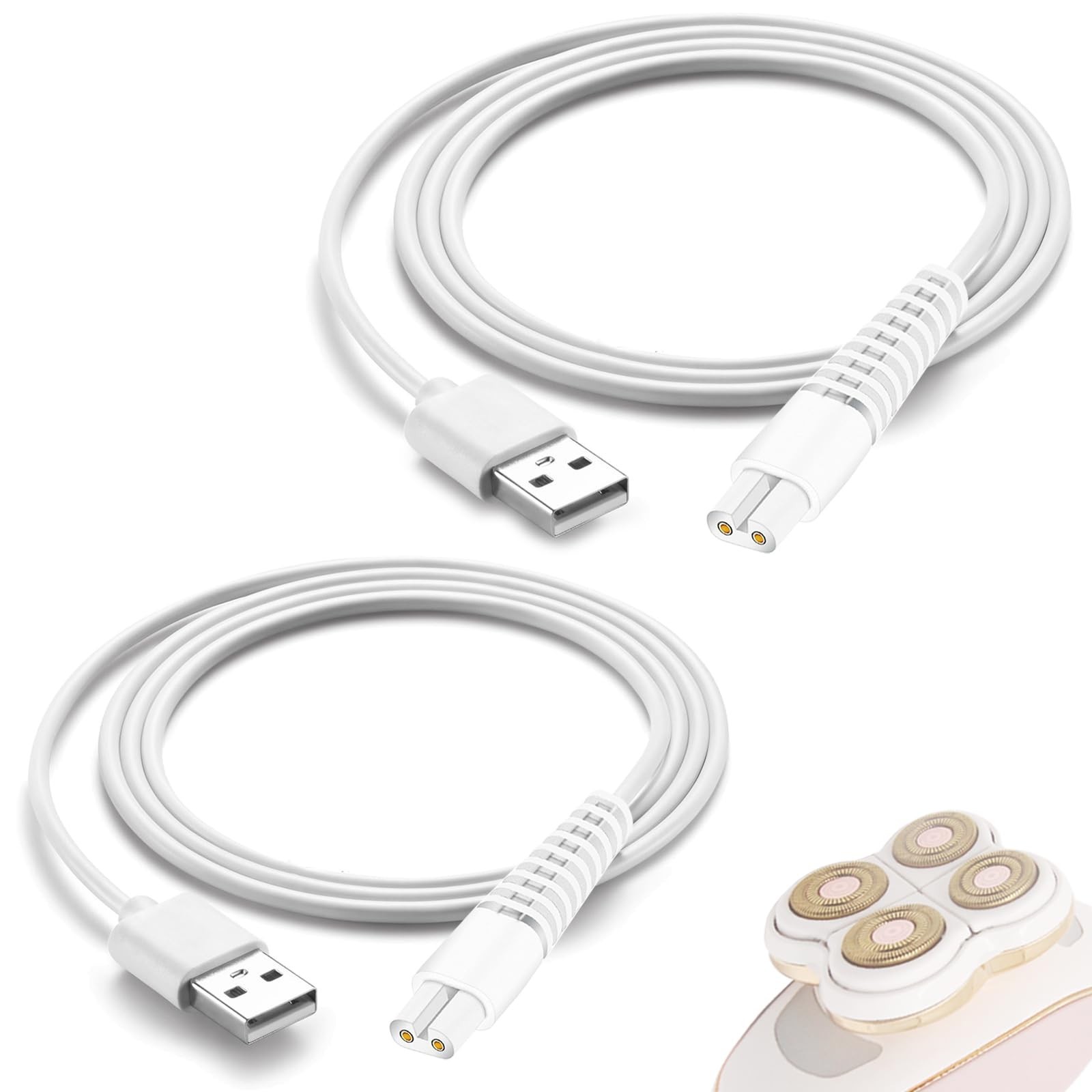 2 Pack Charging Cable for Electric Trimmer & Hair Remover, Power Cord for Shaver