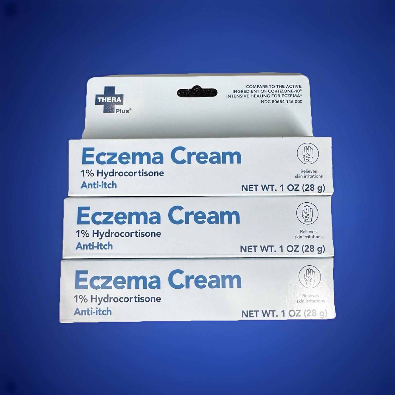 3x Lot Thera Plus Eczema Cream 1% Hydrocortisone Anti-Itch 1oz Dry Skin