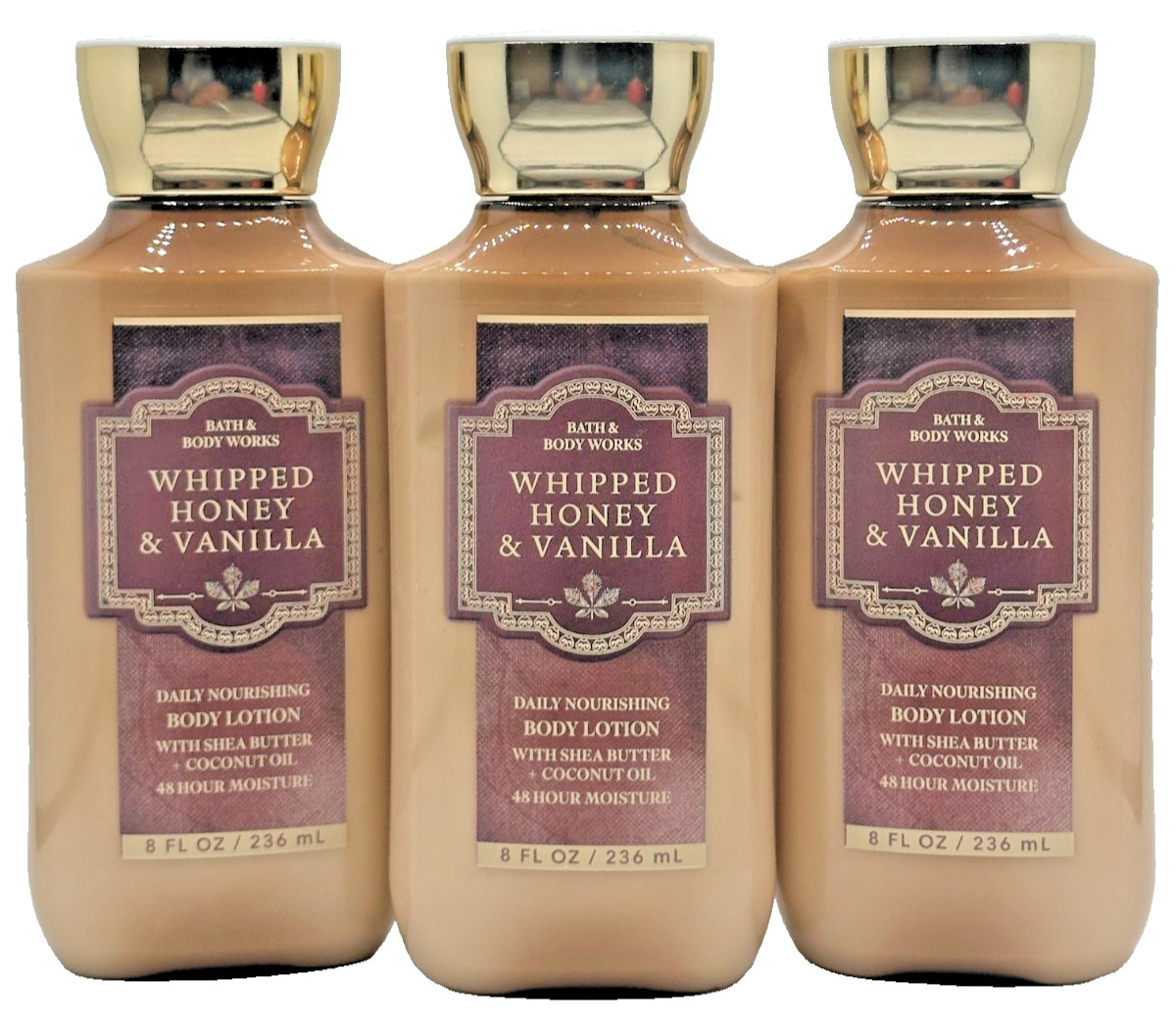 NEW Bath & Body Works Lot 3 Bottles Whipped Honey Vanilla Body Lotion Cream 8 oz