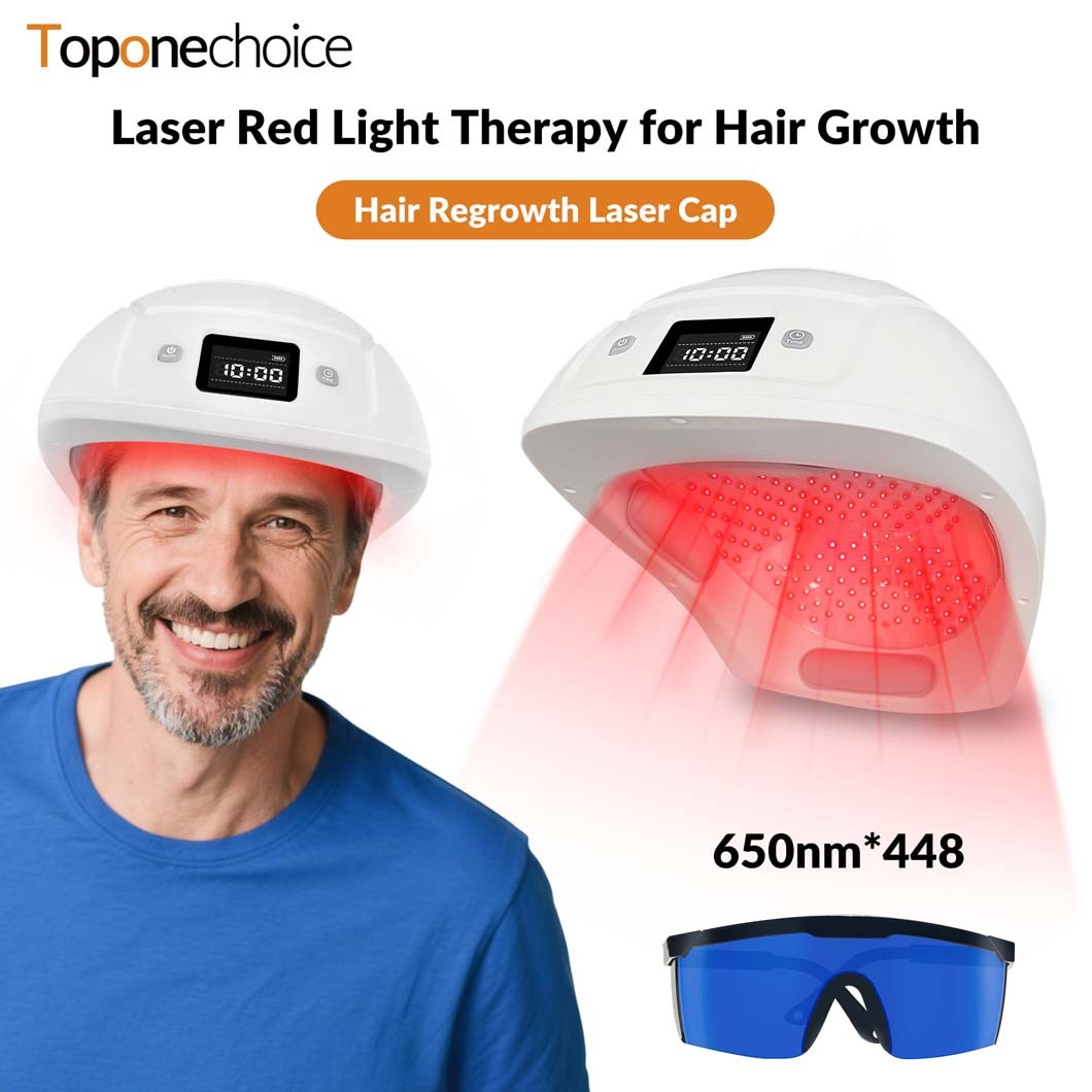 Red Light Therapy Hair Growth Helmet 650nm 448 Lasers Rechargeable for Home Use