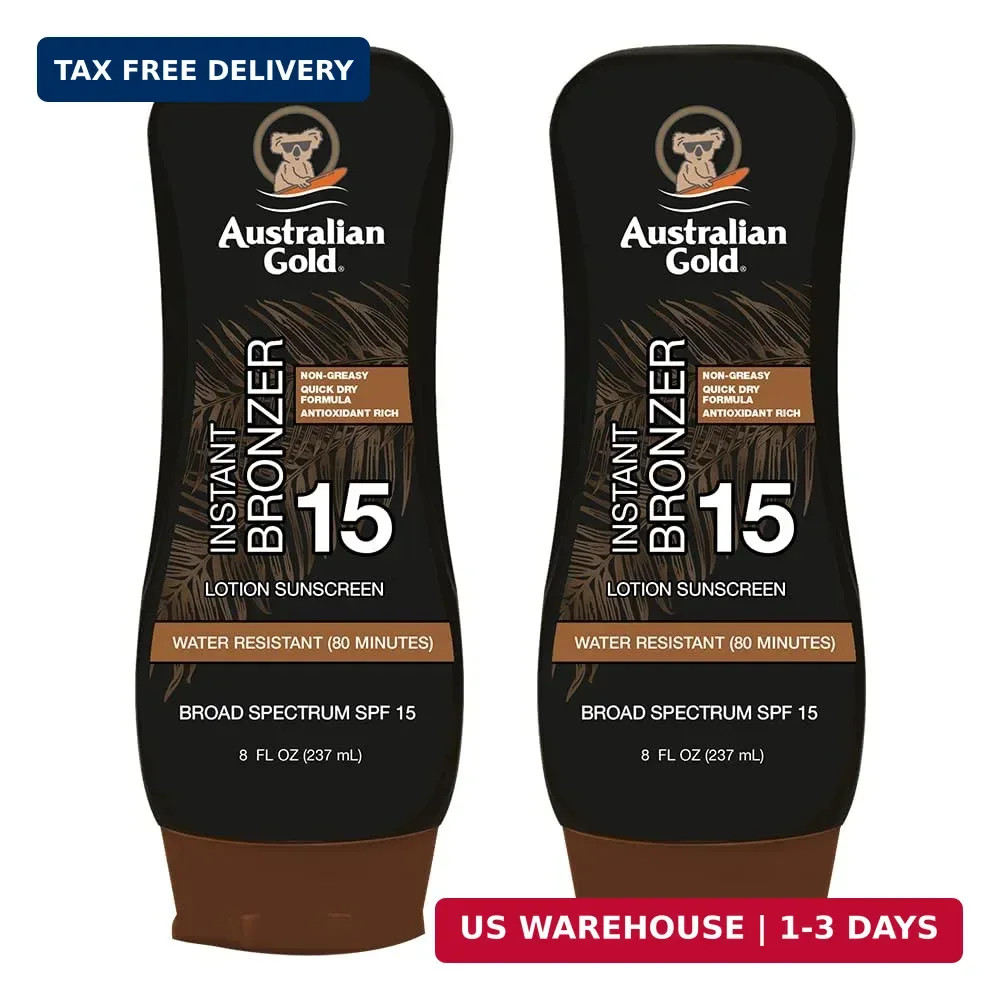 Australian Gold SPF 15 Lotion Bronzer, Twin Pack, 8 FL Oz (Pack of 2)