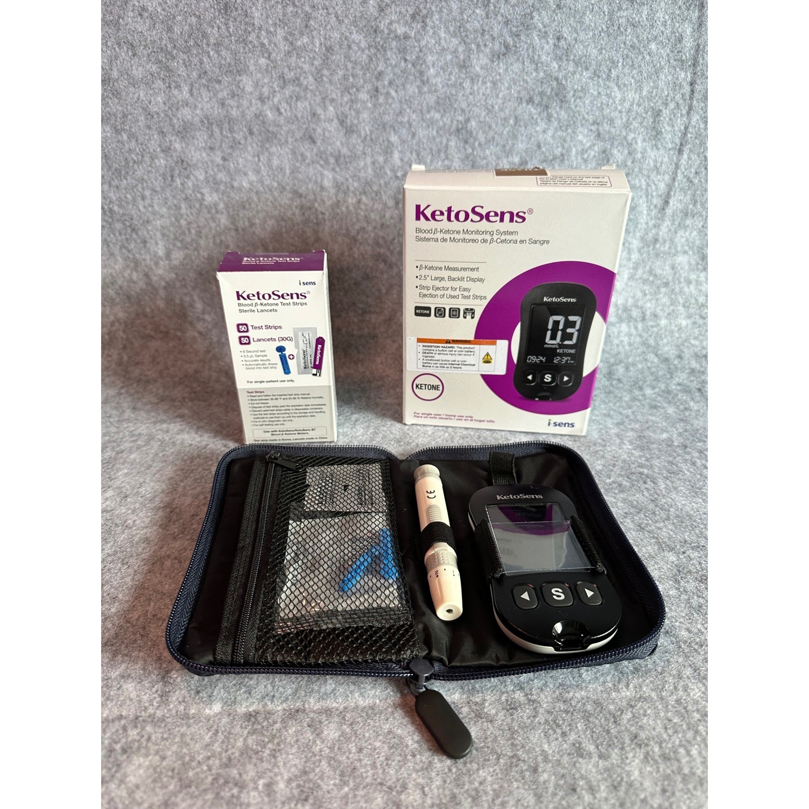 KetoSens Blood Beta-Ketone Monitoring System Kit with 50 Test Strips 50 Lancets
