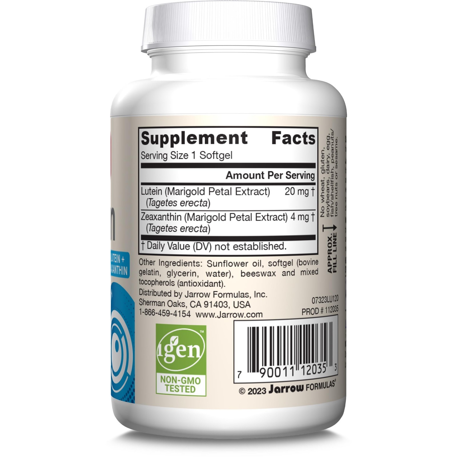 Lutein 20 mg Softgels – 120 Count – Eye Health Support with Zeaxanthin – 120 Ser