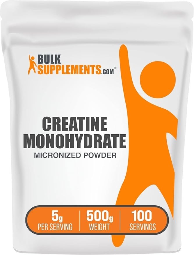 BulkSupplements Creatine Monohydrate Powder 500g Unflavored Gluten Free