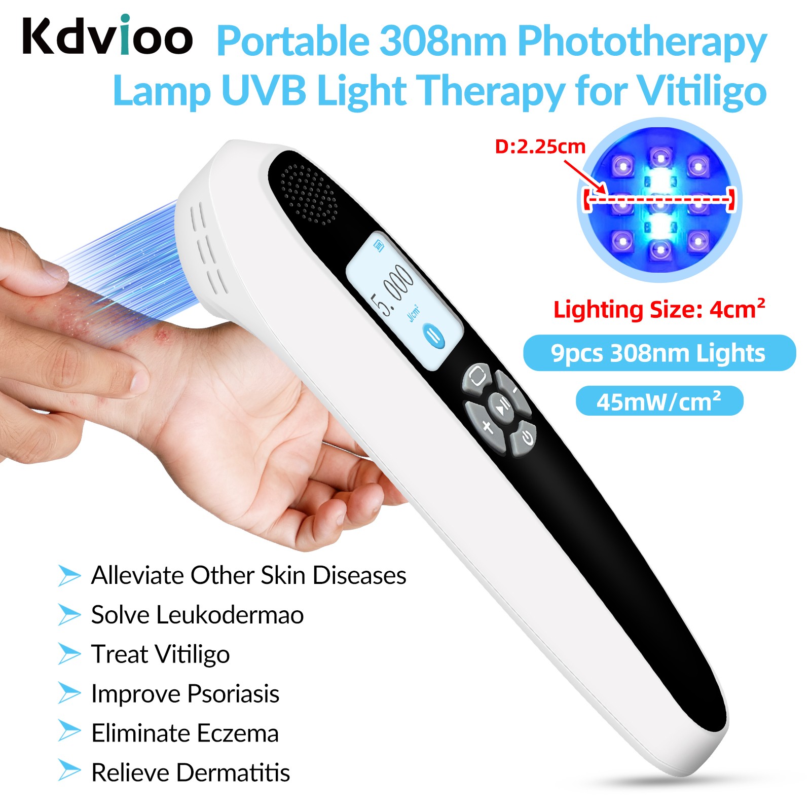 Fast 308nm Excimer UVB Phototherapy 45mW/cm² 9 Diodes For Skin Disease Treatment