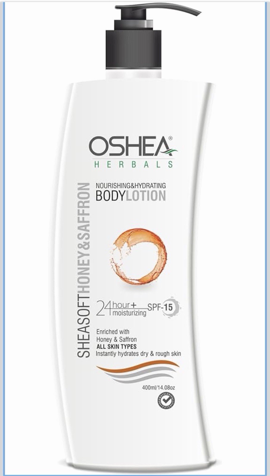 Oshea Herbals Sheasoft Body Lotion 400ml | Honey & Saffron | SPF 15