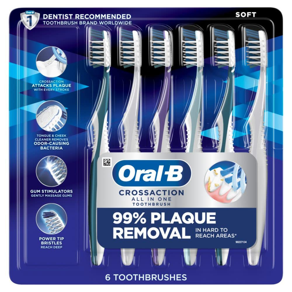 Pro Health Crossaction All in One Soft Toothbrushes, Deep Plaque Fighter, Rou…