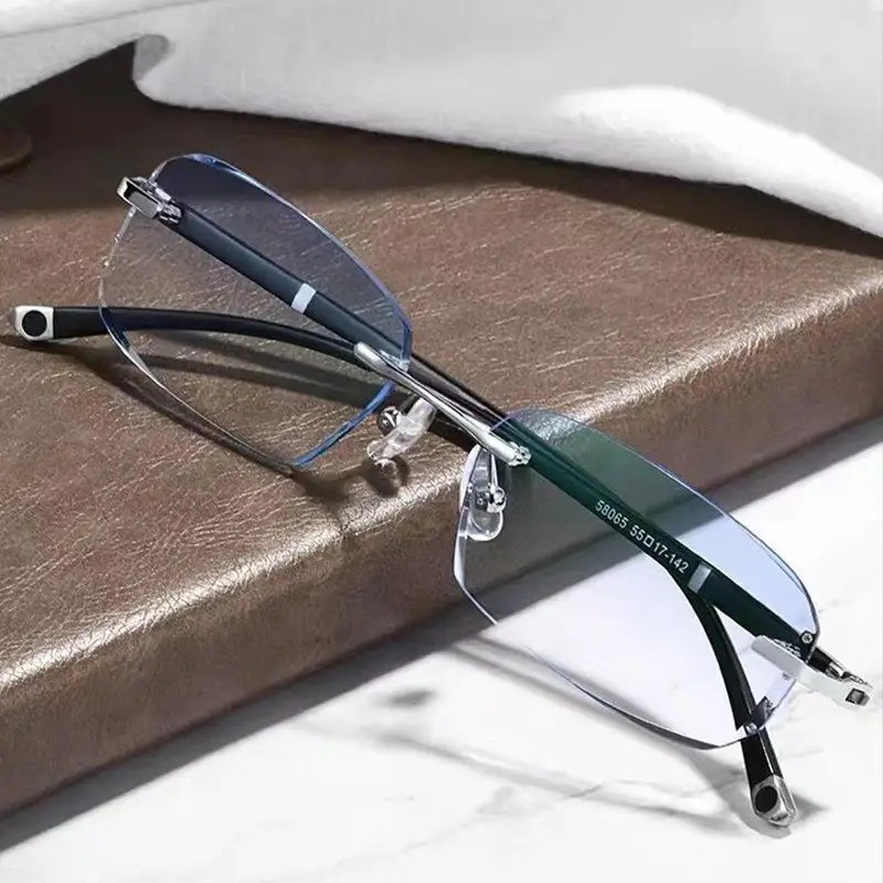 Progressive Multifocal Reading Glasses for Men Blue Light Blocking Titanium Arm