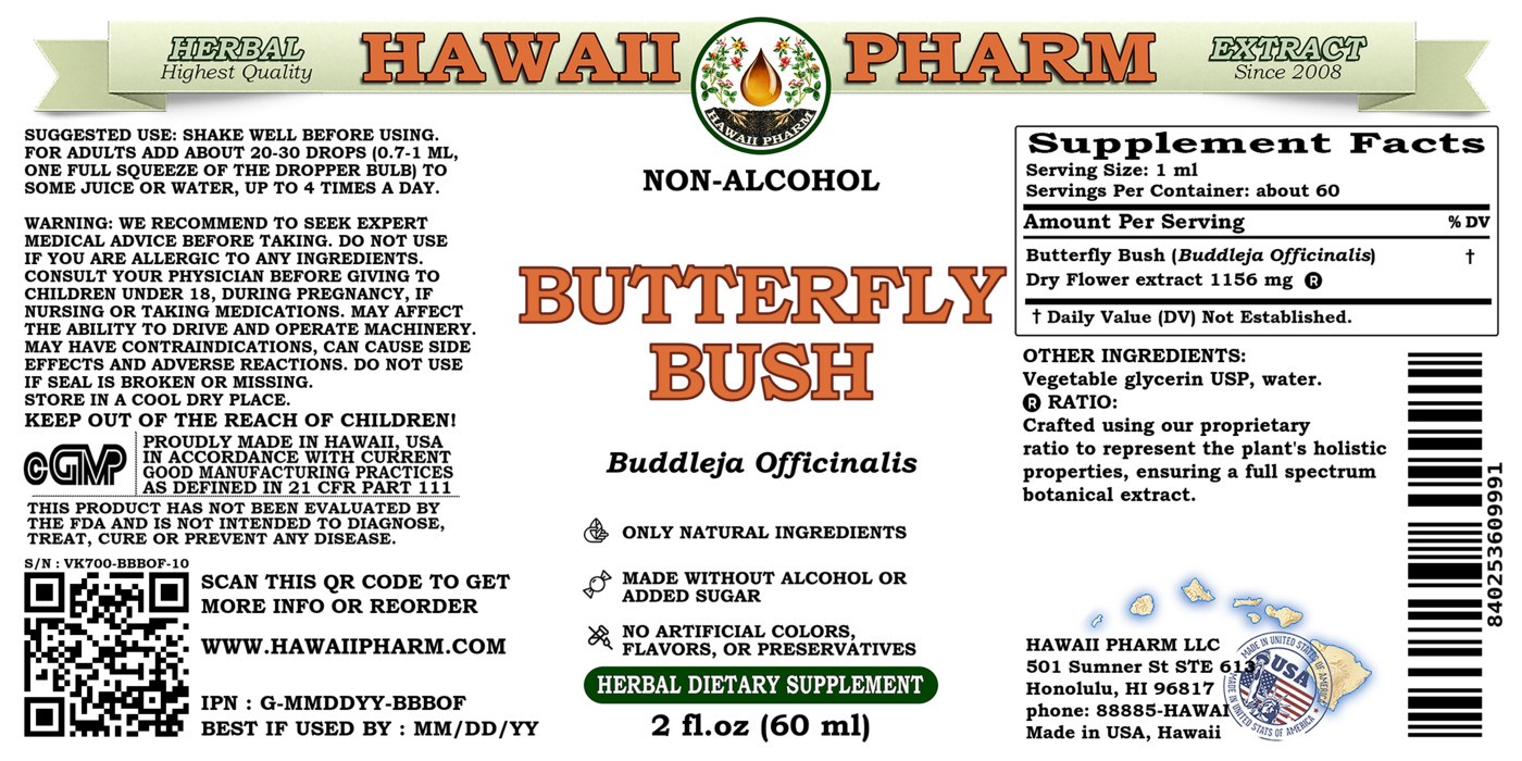 Butterfly Bush, Mi Meng Hua (Buddleja Officinalis) Tincture, Dried flower Liquid