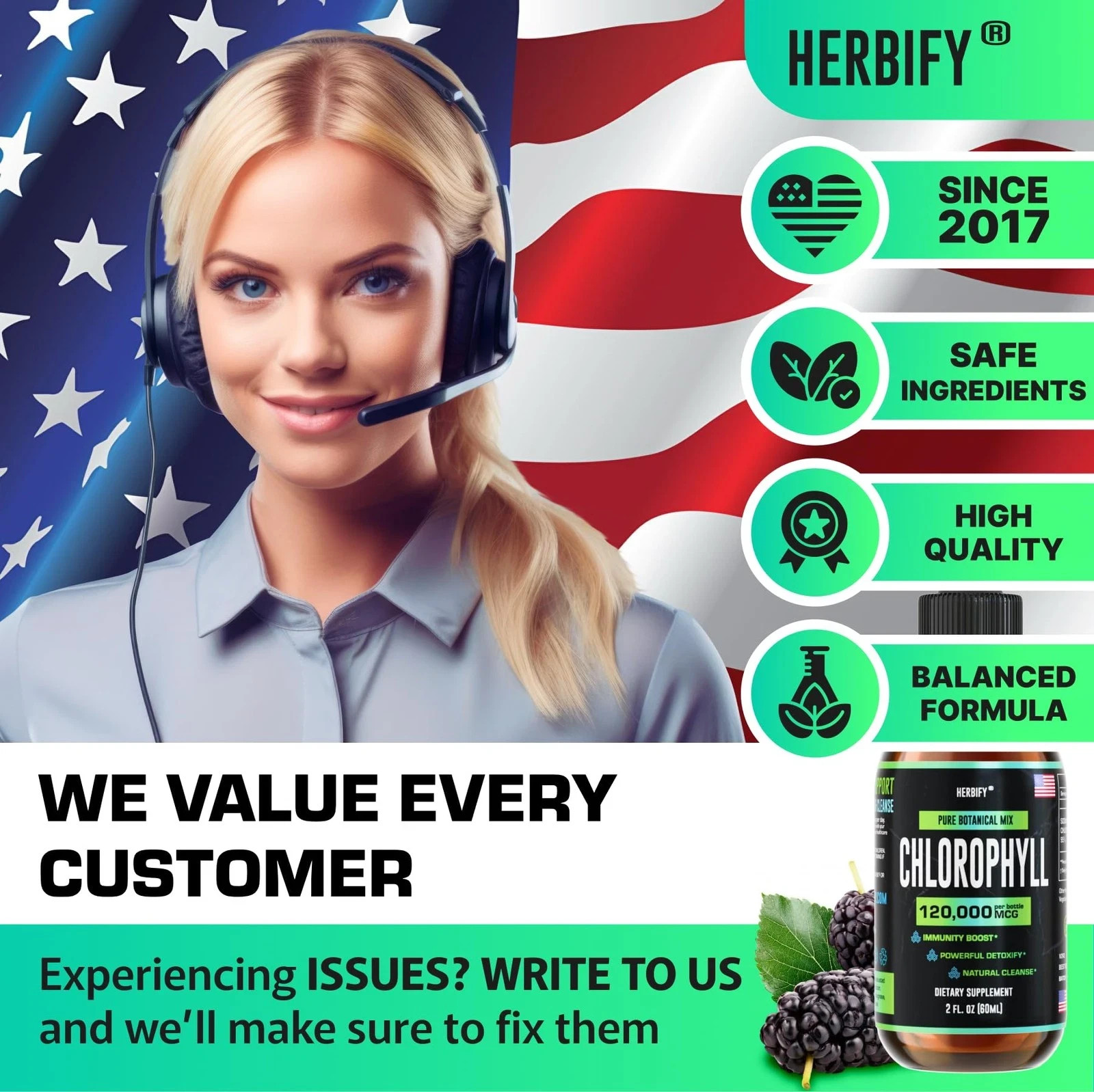 HERBIFY Chlorophyll Drops – Liquid Chlorophyll for Energy Boost & Immune Syst…