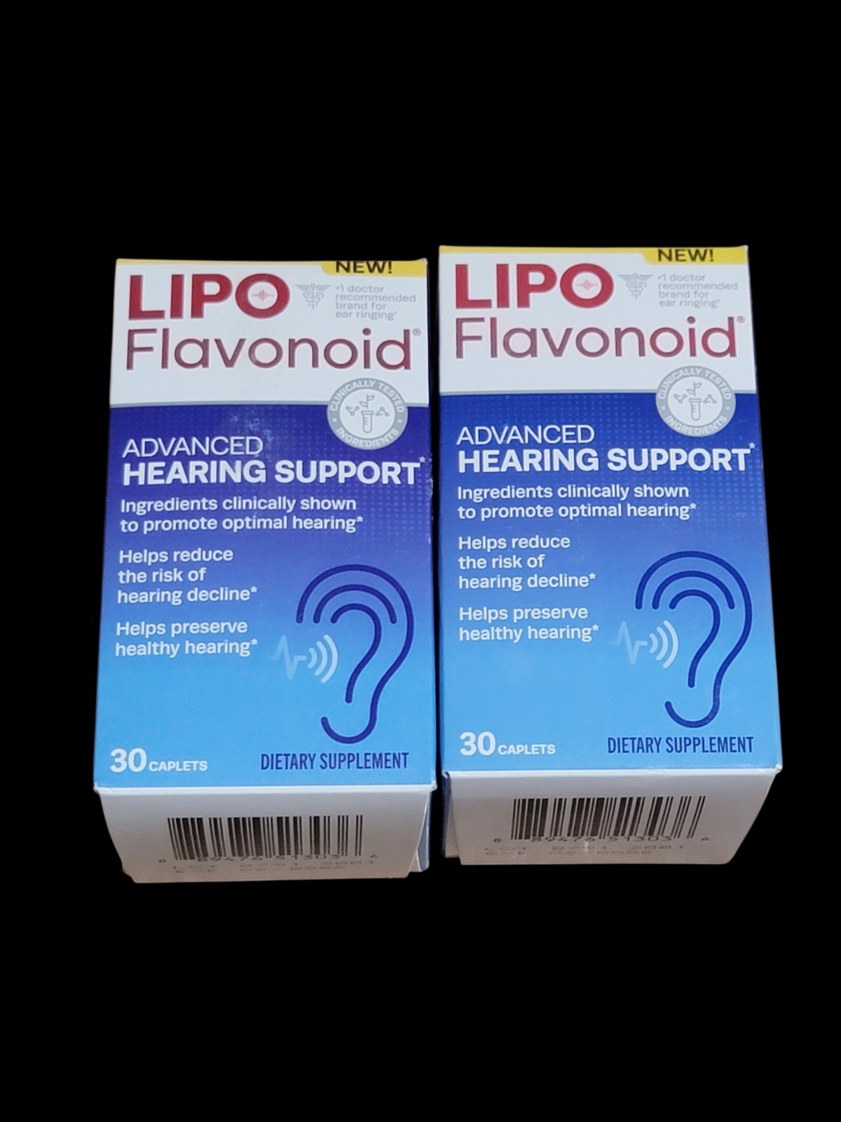 2 Bottles LIPO Flavonoid Advanced Hearing Support 30 Caplets Total – Exp 03/2026