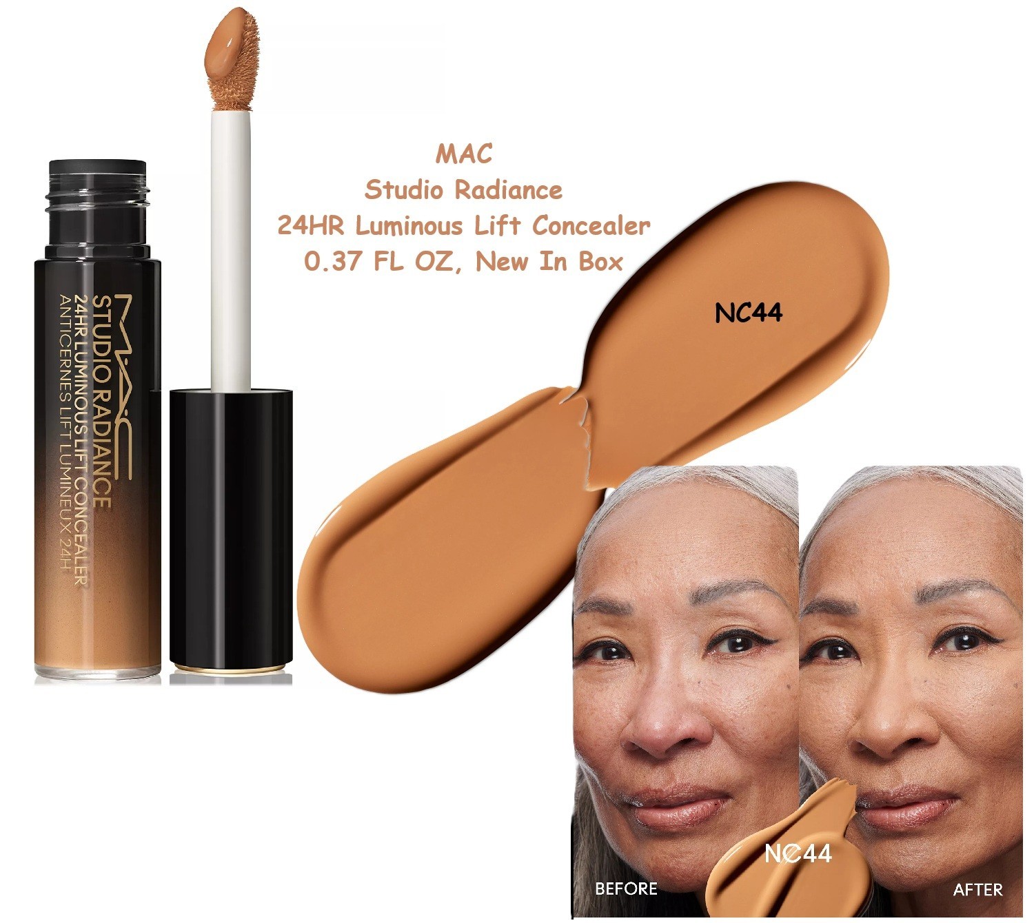 MAC NC44 Studio Radiance 24HR Luminous Lift Concealer 0.37 OZ NIB