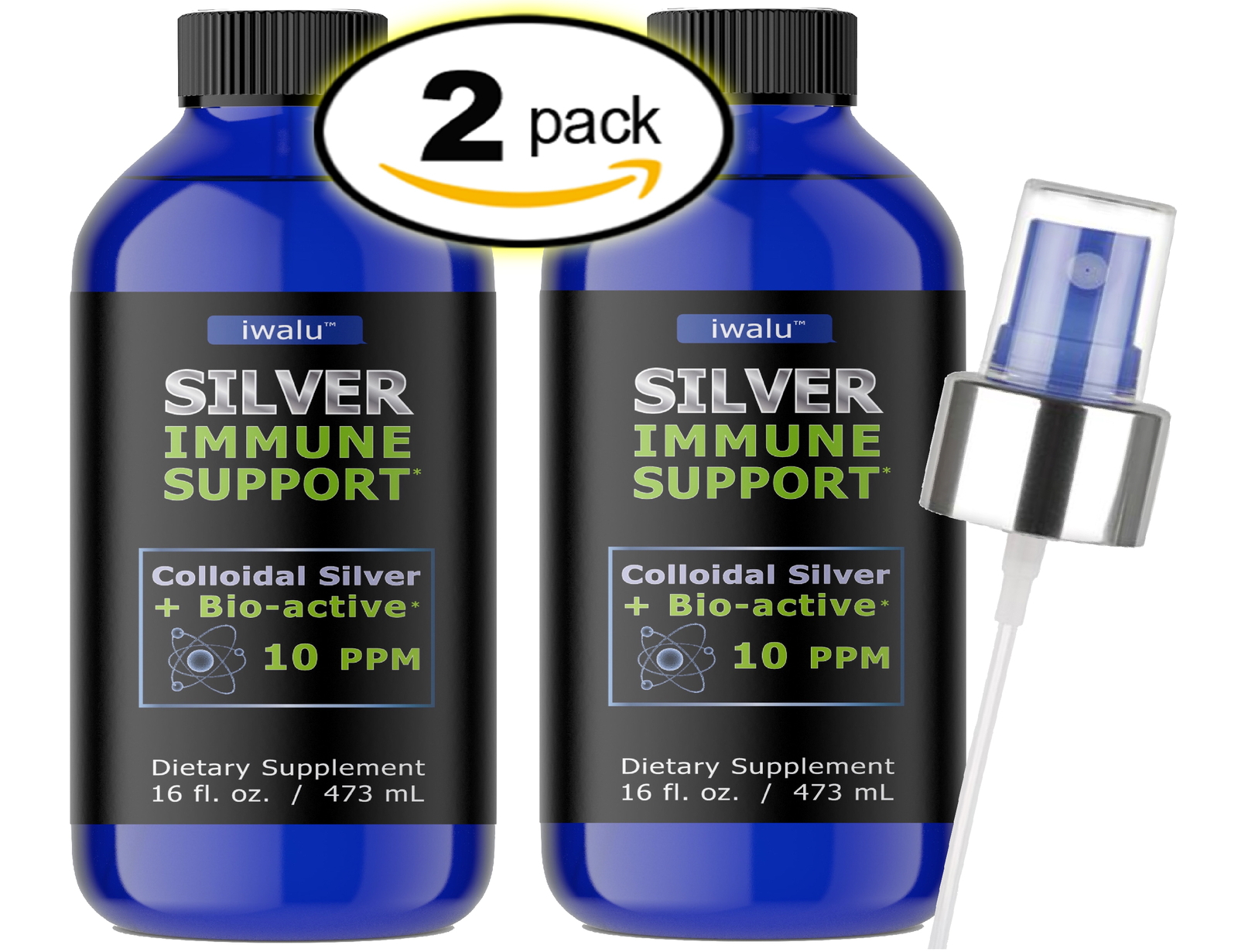VITAMINAS Y MINERALES LÍQUIDOS Mejor PLATA COLOIDAL ANTIVIRICO El Spray 16 oz X2
