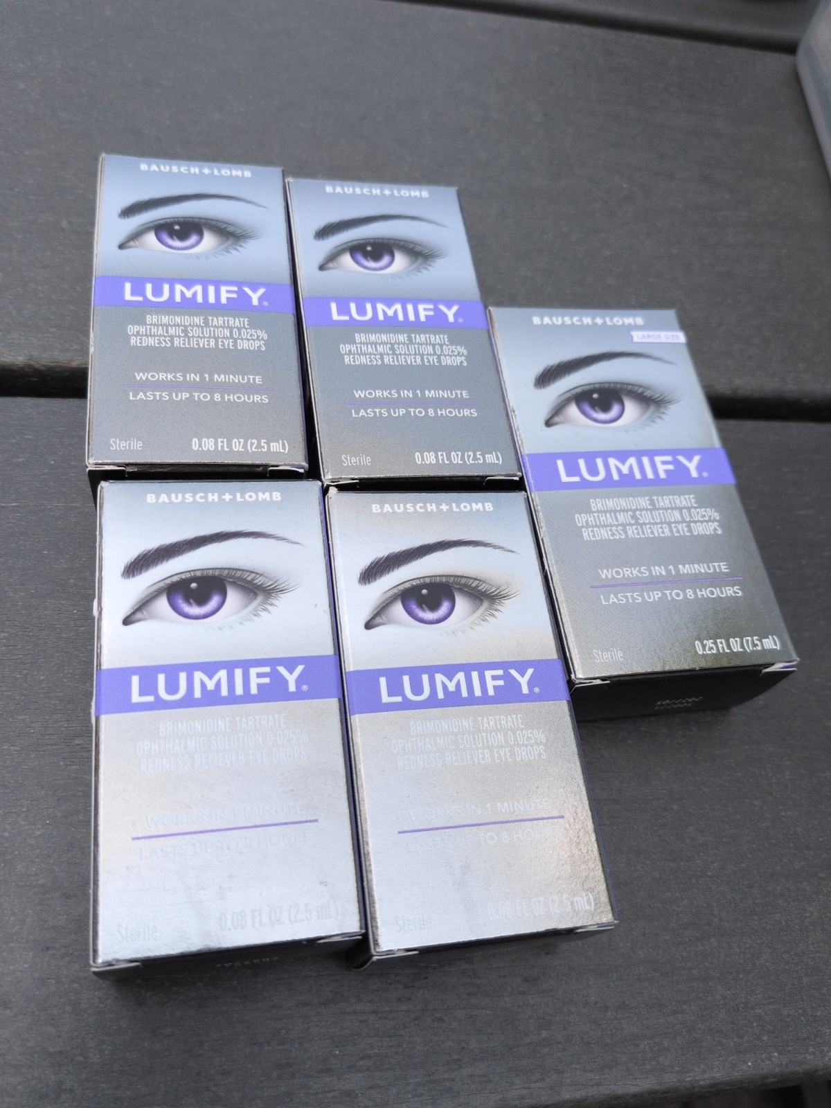 5 Lumify Redness Reliever Eye Drops 0.08 oz Exp 02/2027 One Box Is Large 0.25