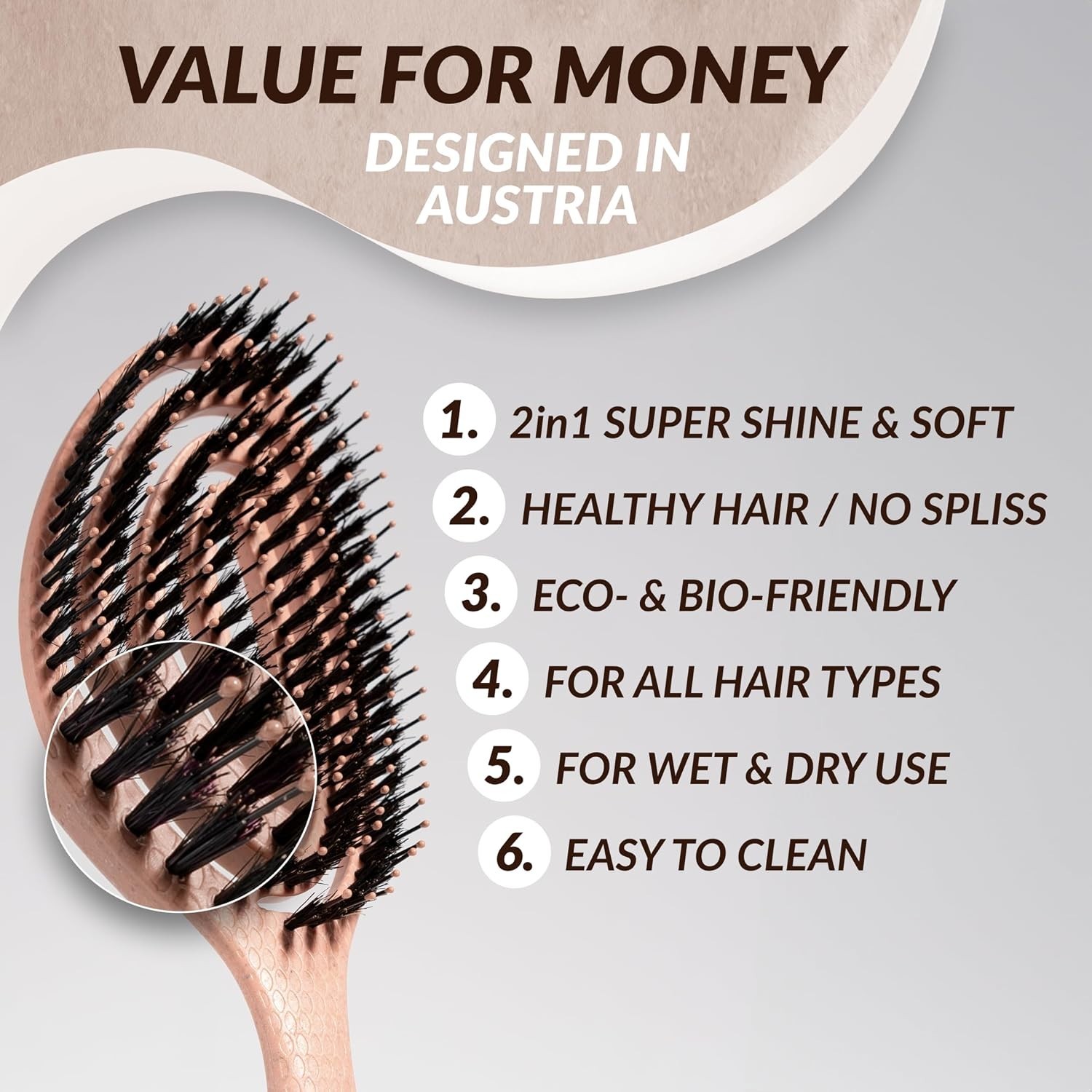 Gentle Detangling Boar Brush – Suitable for Wet & Dry Hair, Eco-Friendly Design