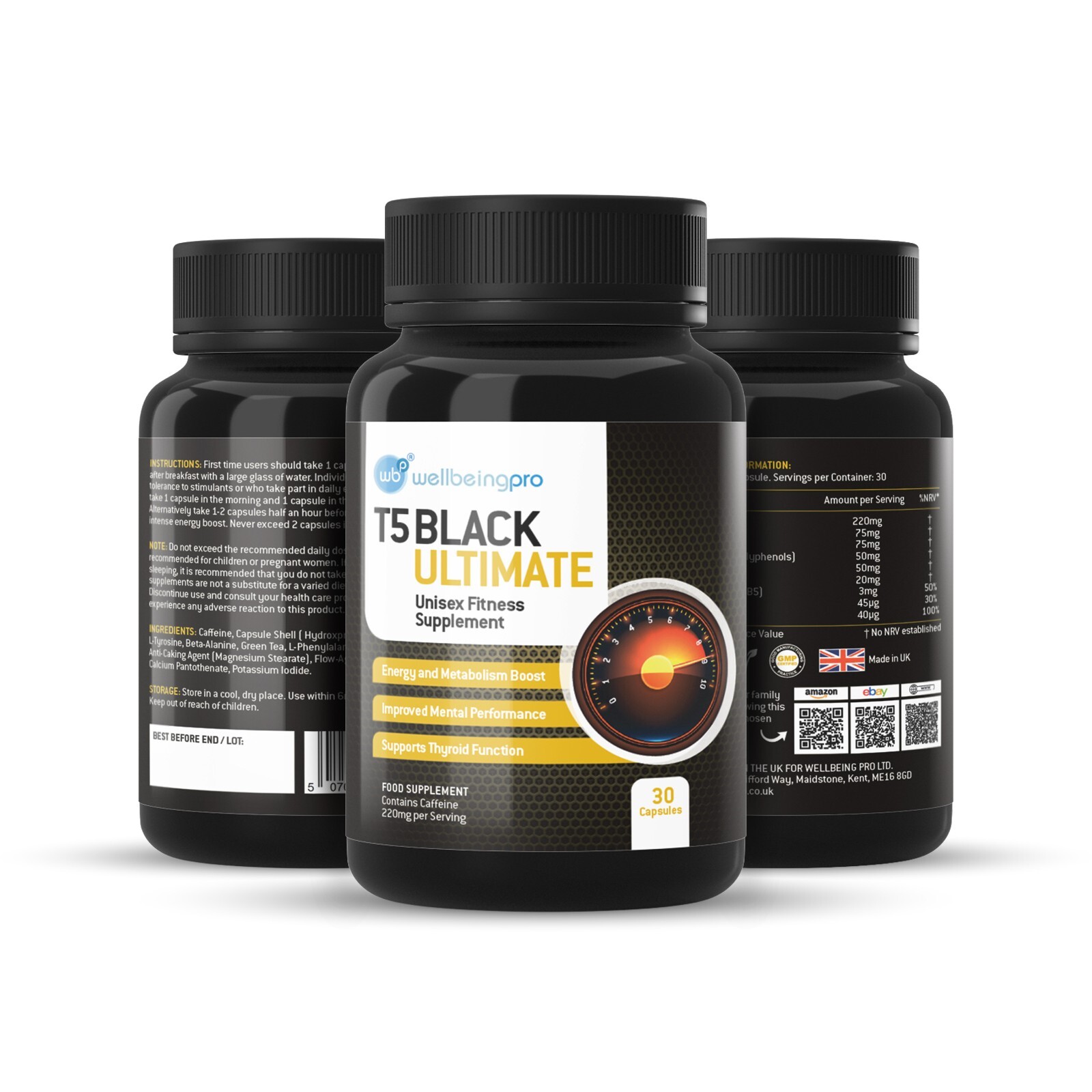 30 T5 Black Ultimate Capsules – Super Strength Fat Burner Keto Diet Weight Loss