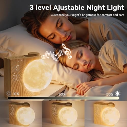Sunrise Alarm Clocks for Heavy Sleepers,Night Lamp Clocks for New Woodgrain