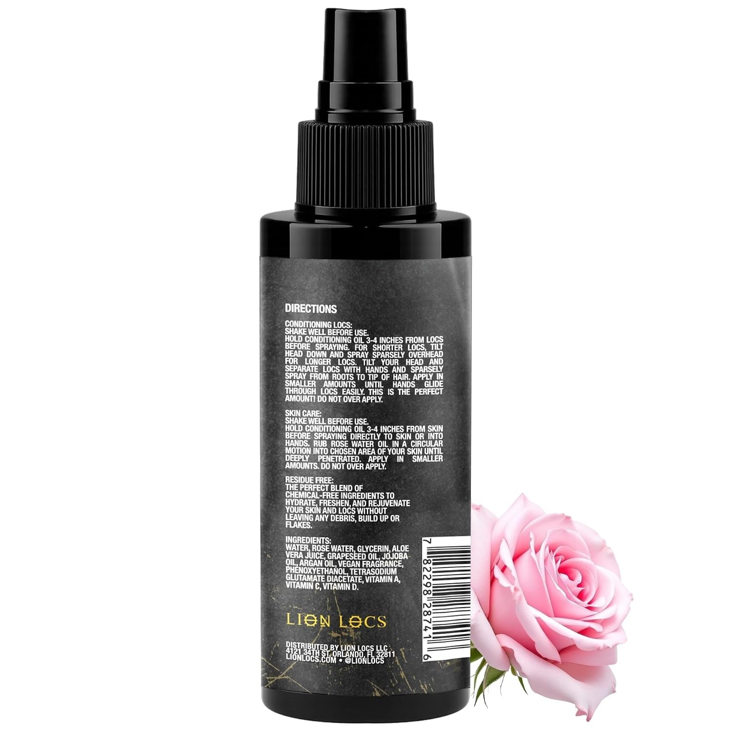 Essential 4oz Rosewater Spray for Dreadlocks & Skin Hydration – Formula