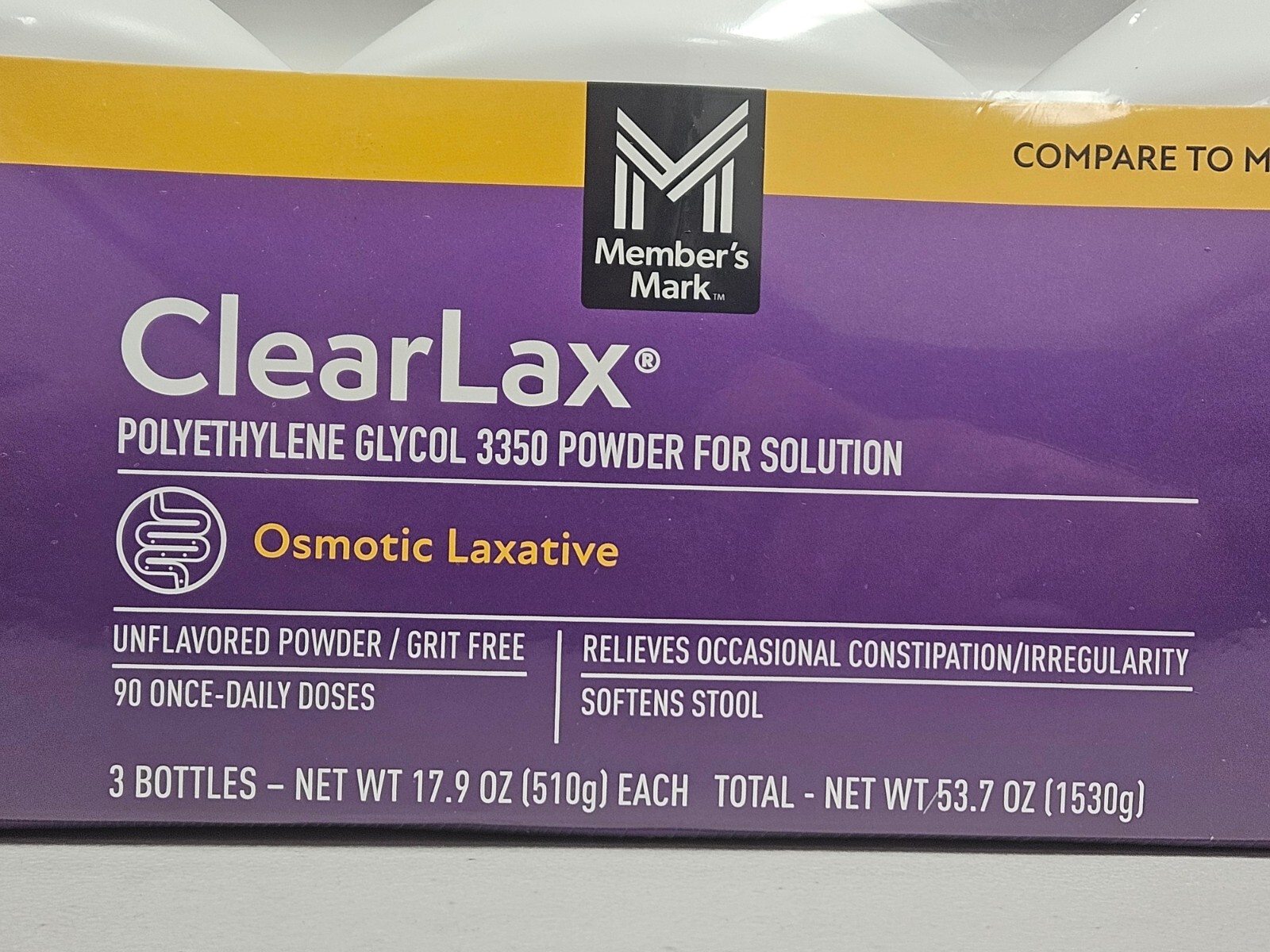 Member’s Mark 3 x 17.9 oz ClearLAX Osmotic Laxative Polyethylene Glycol Exp 4/27