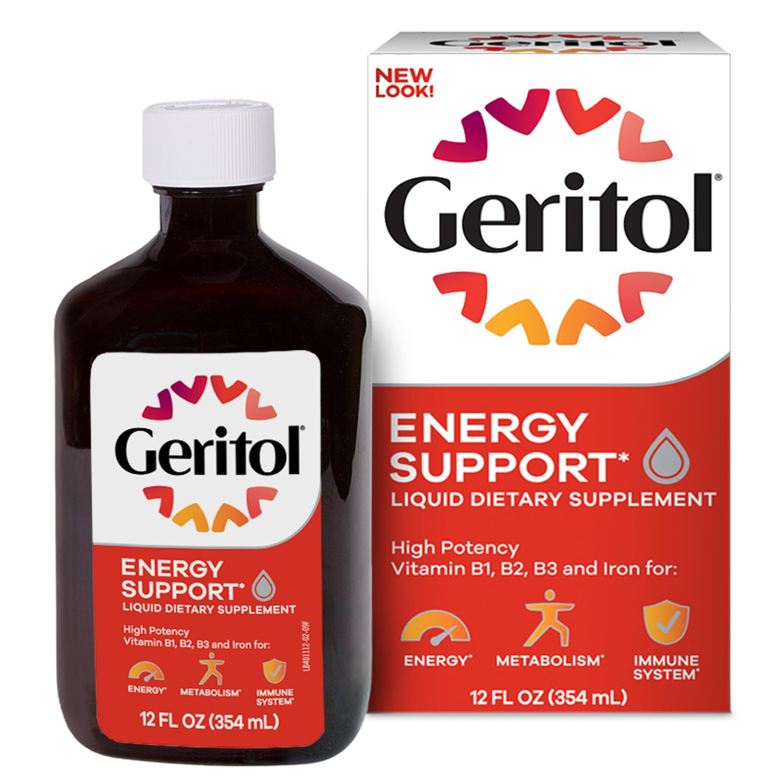 Geritol Liquid Vitamin and Iron Supplement, Energy Support Vitamins, Con