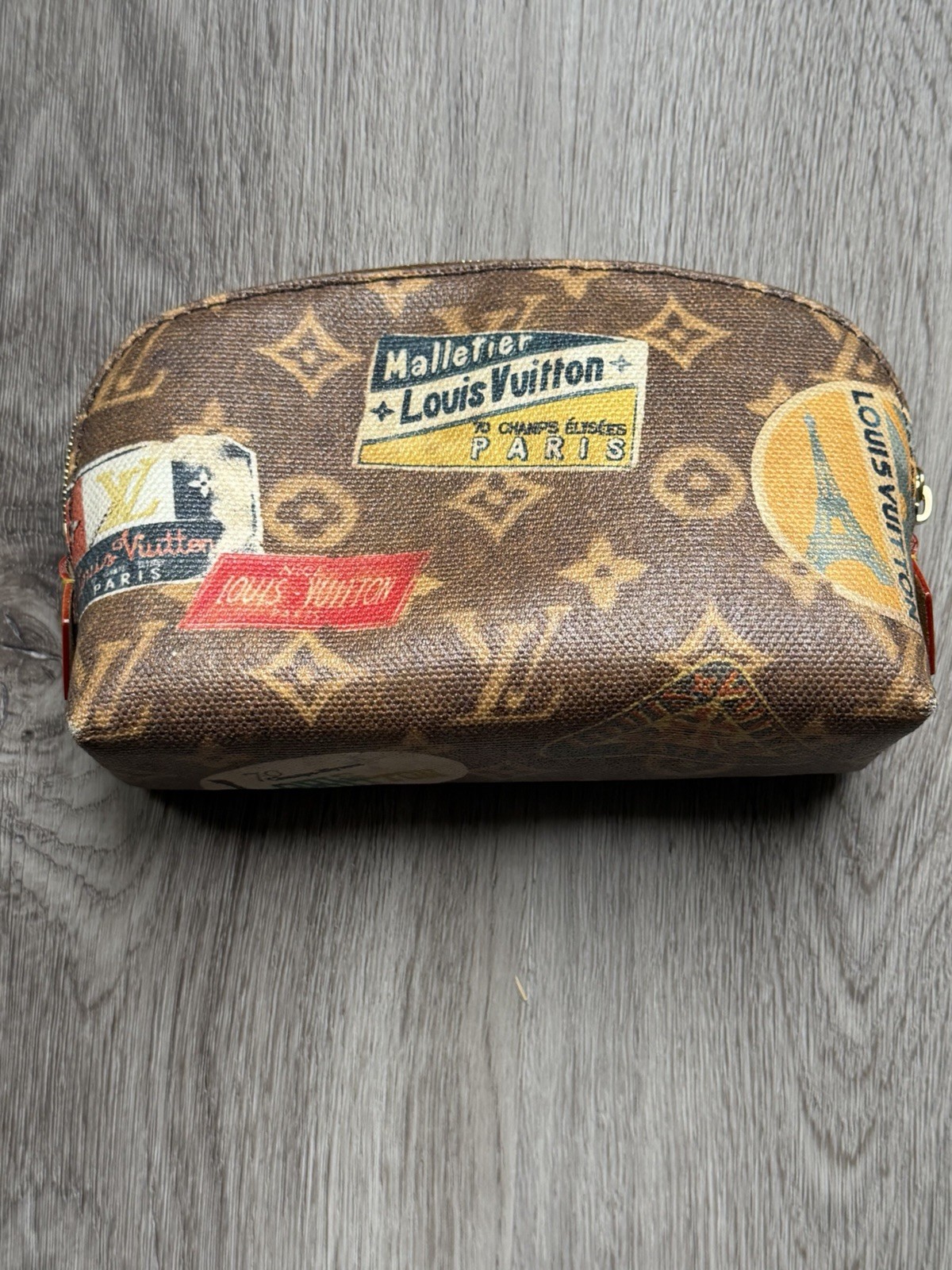 Authentic Louis Vuitton Cosmetic Pouch- Limited Edition Travel Stickers Monogram