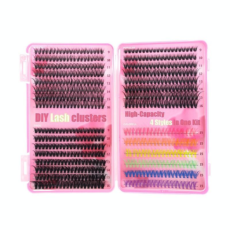 Black & Colorful Large Capacity Single Cluster Eyelash Book – Mixed Volumes