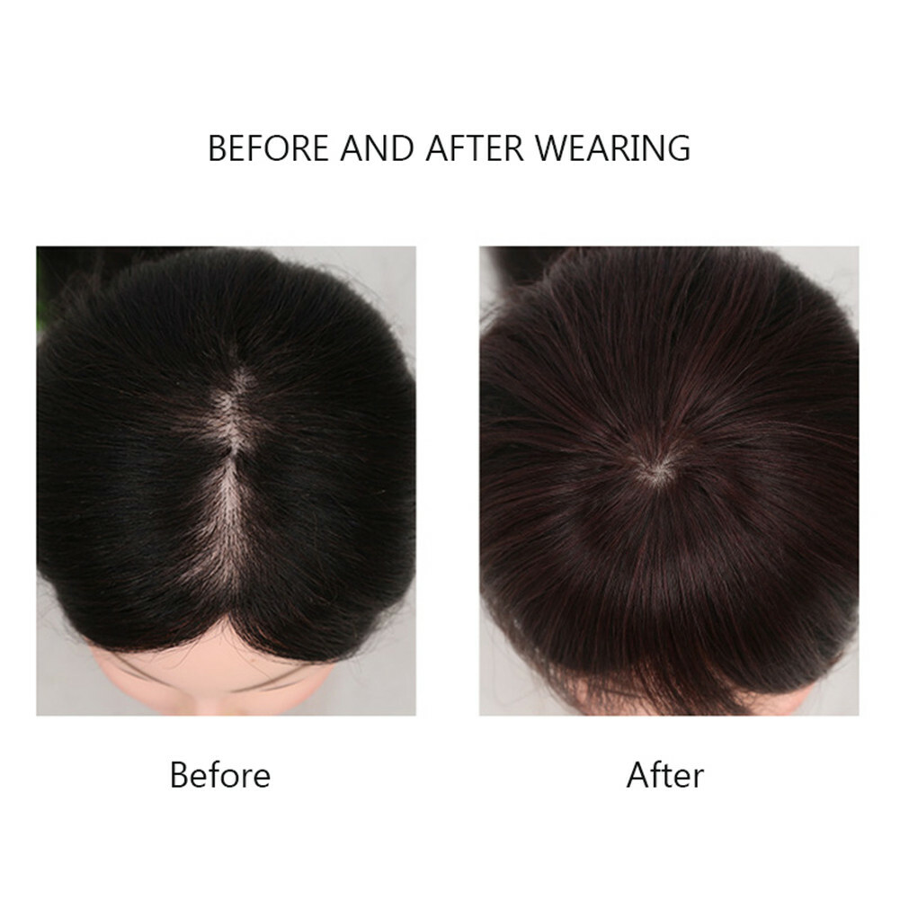 Short Straight Clip in Top Hairpiece 100% Human Hair Toppers for Women Thin Hair