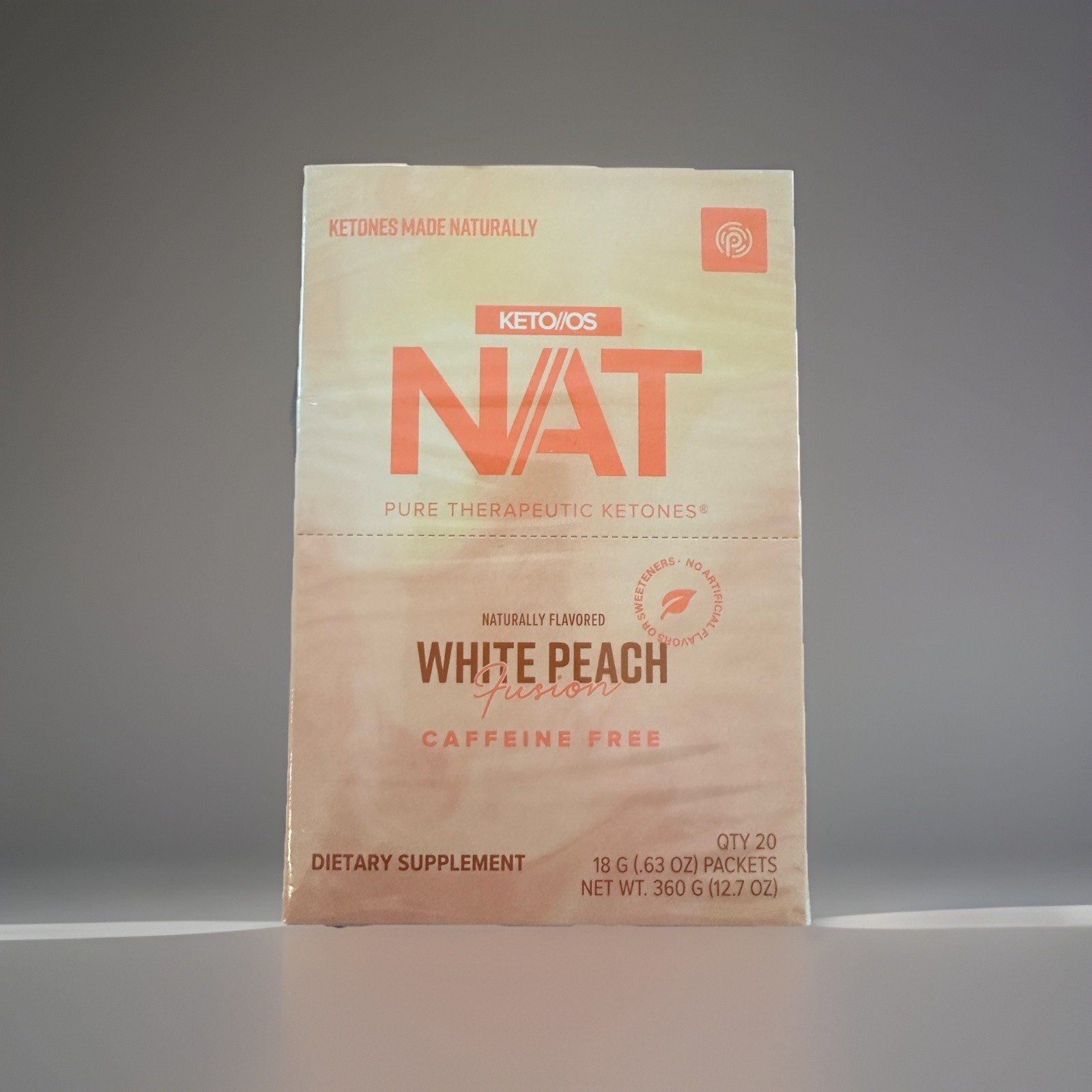 Pruvit KETOSNAT Ketones WHITE PEACH FUSION CAFFEINE FREE 20 PACKS EXP: 05/2027