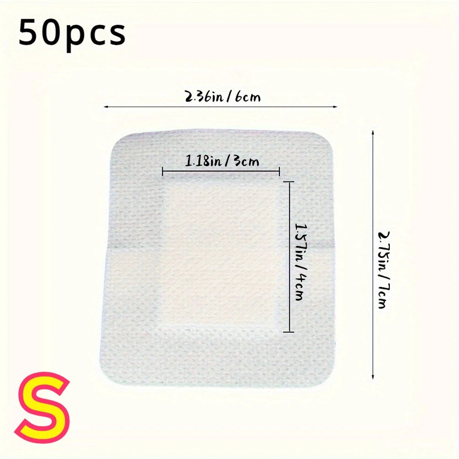 50PCS Large Wound Bandages Non-Woven Adhesive First Aid 6x7cm